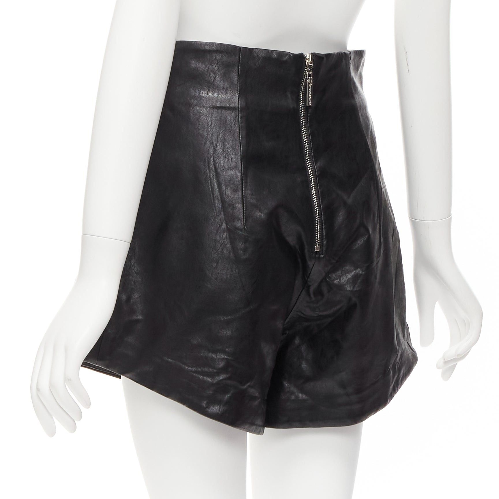 Other BRONX & BANCO black faux leather high waist paperbag waist flared shorts S Size 28" / US 6 / IT 42 - 6 Thumbnail