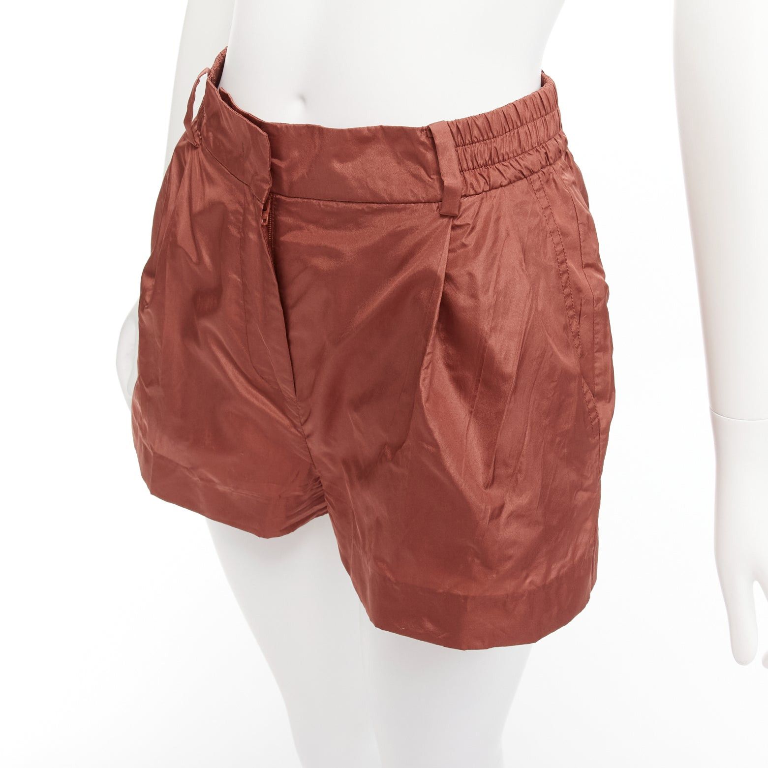 Valentino VALENTINO 2021 Piccioli 100% silk brick red high waisted dress shorts IT36 XXS Size 25" / US 0 / IT 36 - 2 Thumbnail