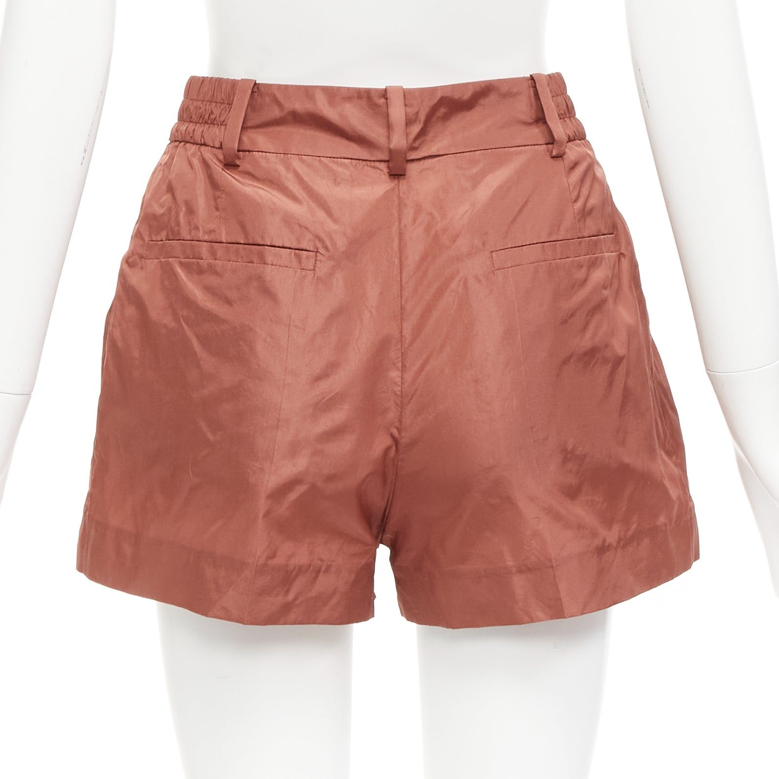 Valentino VALENTINO 2021 Piccioli 100% silk brick red high waisted dress shorts IT36 XXS Size 25" / US 0 / IT 36 - 5 Thumbnail