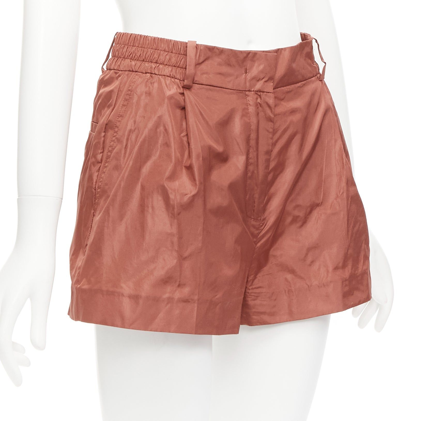 Valentino VALENTINO 2021 Piccioli 100% silk brick red high waisted dress shorts IT36 XXS Size 25" / US 0 / IT 36 - 3 Thumbnail