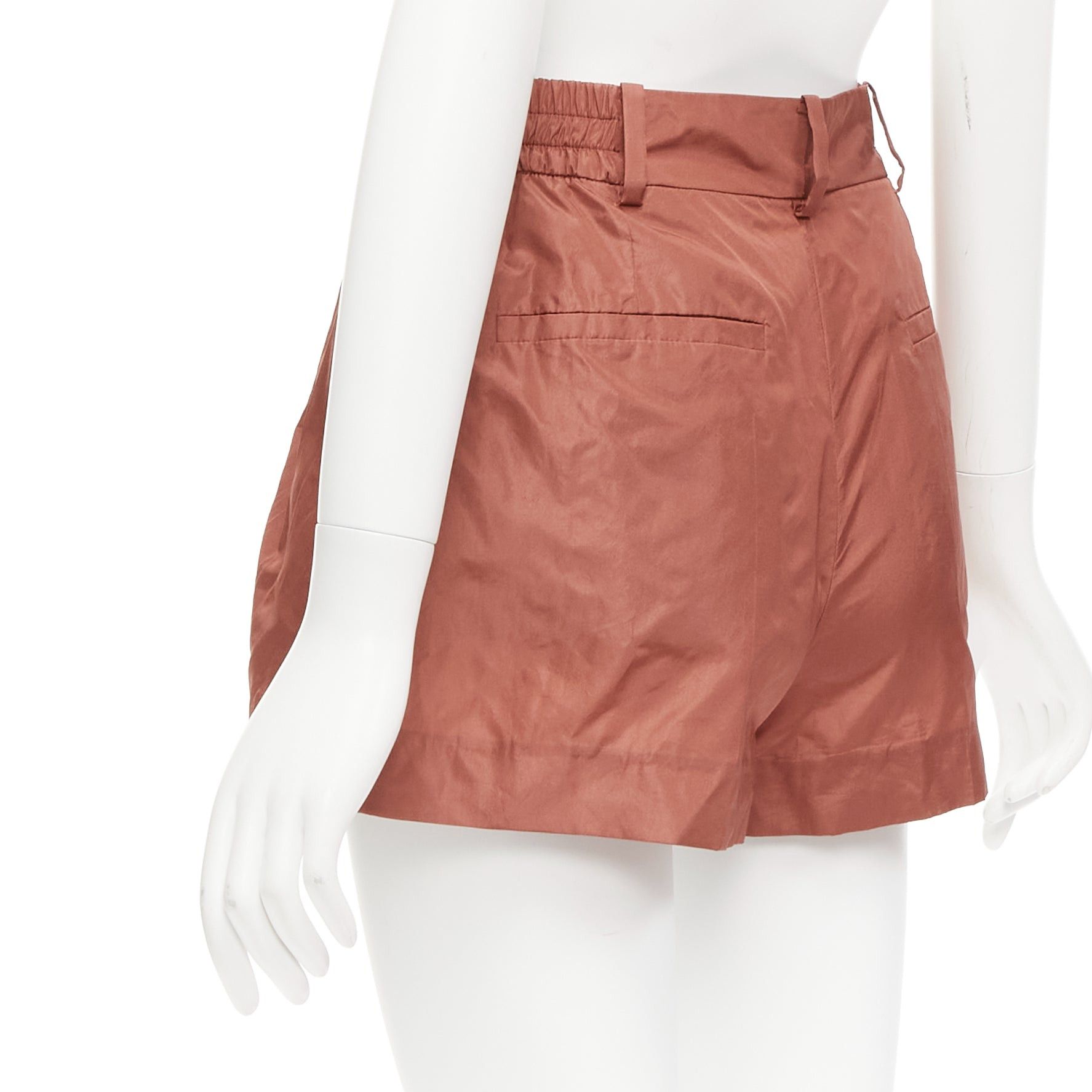 Valentino VALENTINO 2021 Piccioli 100% silk brick red high waisted dress shorts IT36 XXS Size 25" / US 0 / IT 36 - 6 Thumbnail