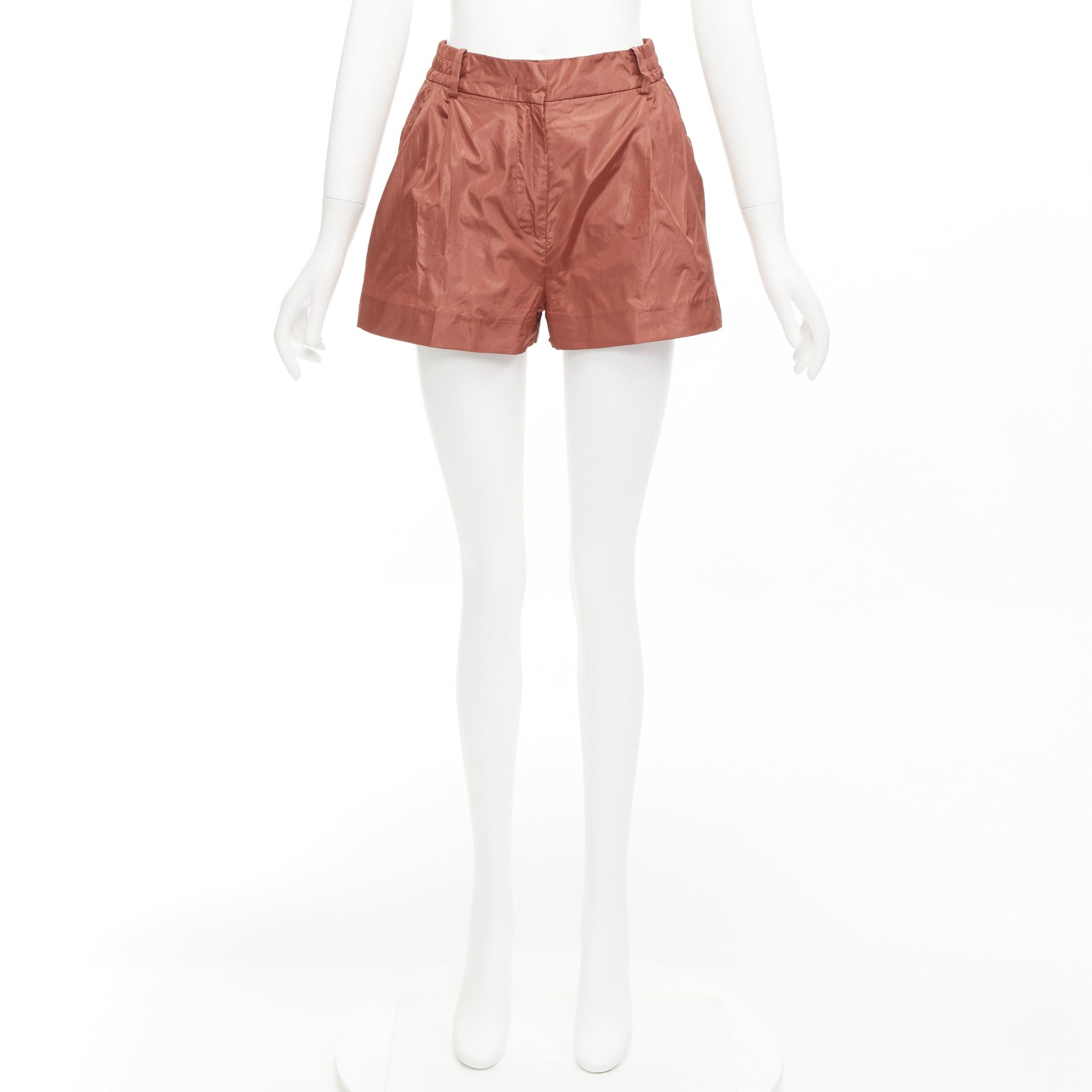 Valentino VALENTINO 2021 Piccioli 100% silk brick red high waisted dress shorts IT36 XXS Size 25" / US 0 / IT 36 - 9 Thumbnail