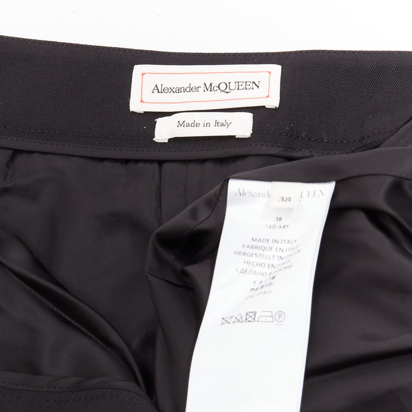 Alexander McQueen ALEXANDER MCQUEEN black virgin wool asymmetric cascade wide shorts IT38 XS Size 26" / US 2 / IT 38 - 8 Thumbnail