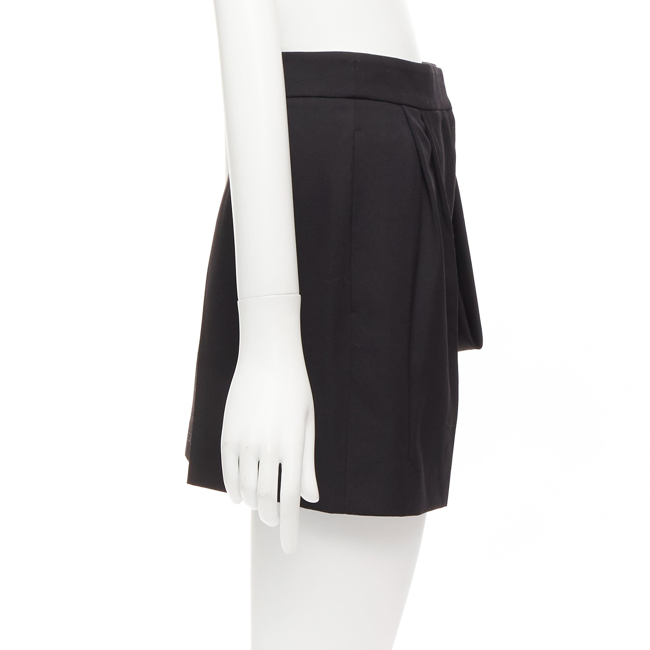 Alexander McQueen ALEXANDER MCQUEEN black virgin wool asymmetric cascade wide shorts IT38 XS Size 26" / US 2 / IT 38 - 4 Thumbnail