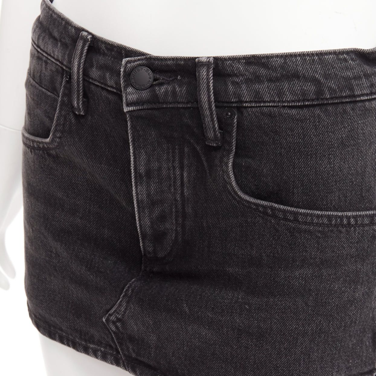 Alexander Wang ALEXANDER WANG black washed front skirt back shorts mini skorts 24" Size 26" / US 2 / IT 38 - 7 Thumbnail
