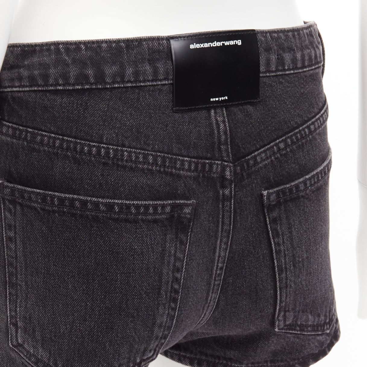 Alexander Wang ALEXANDER WANG black washed front skirt back shorts mini skorts 24" Size 26" / US 2 / IT 38 - 2 Thumbnail