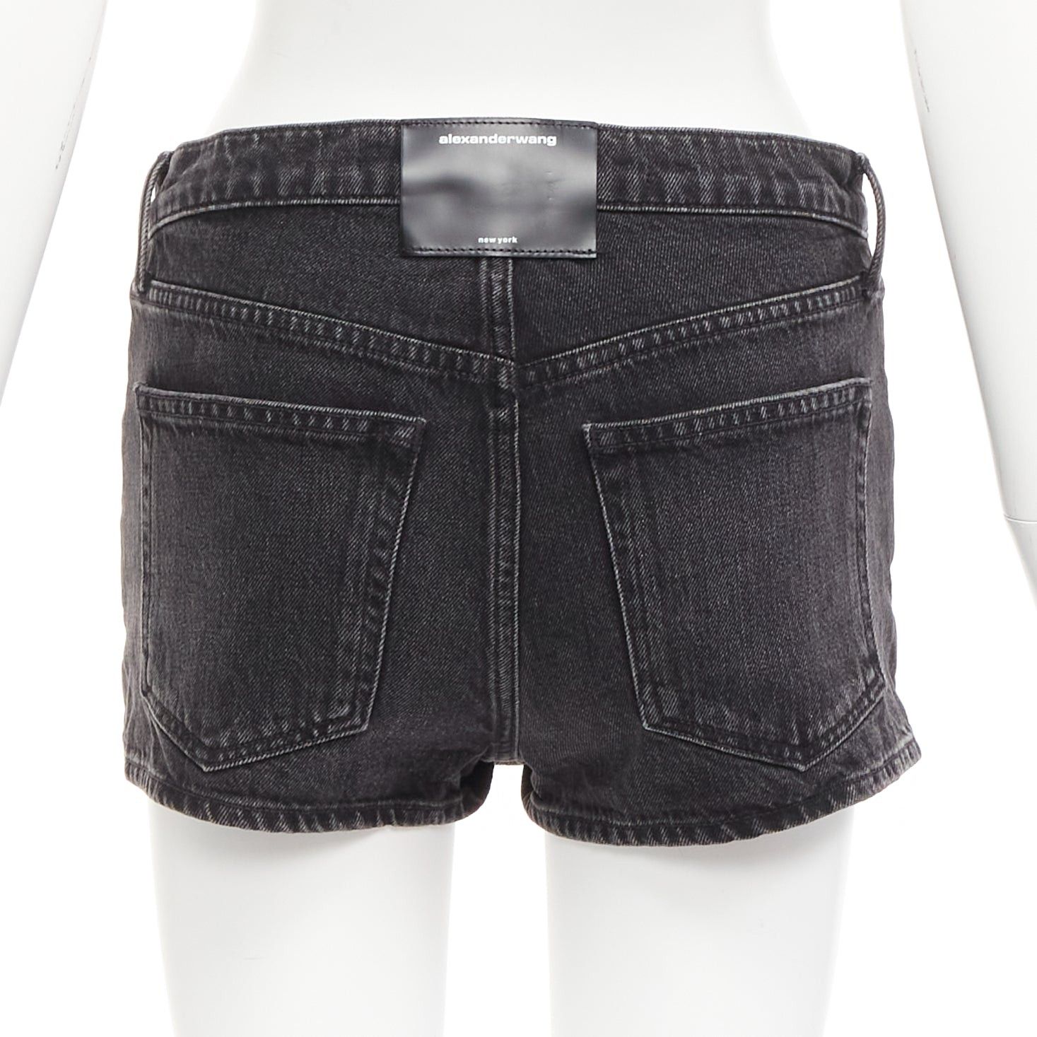 Alexander Wang ALEXANDER WANG black washed front skirt back shorts mini skorts 24" Size 26" / US 2 / IT 38 - 5 Thumbnail