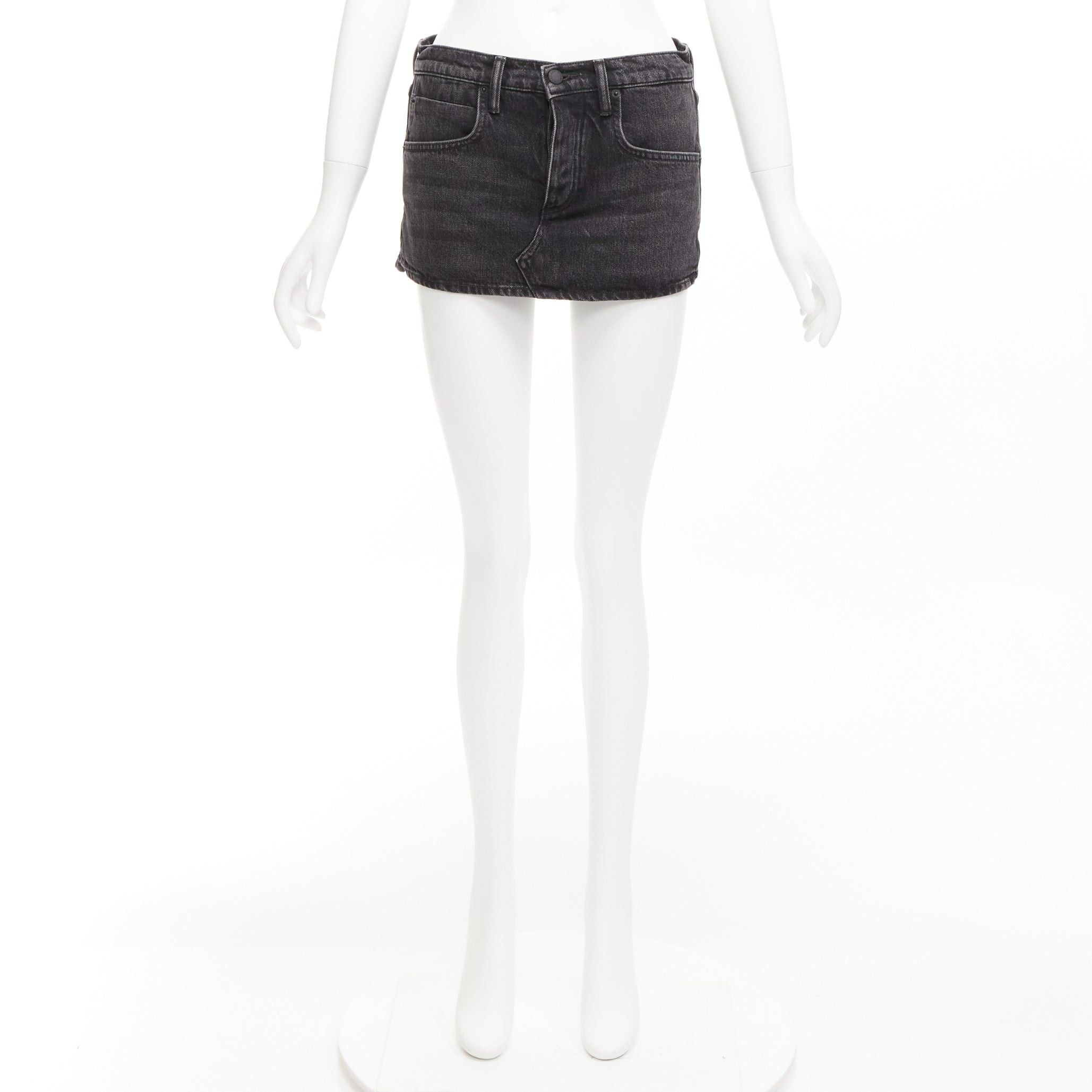 Alexander Wang ALEXANDER WANG black washed front skirt back shorts mini skorts 24" Size 26" / US 2 / IT 38 - 9 Thumbnail
