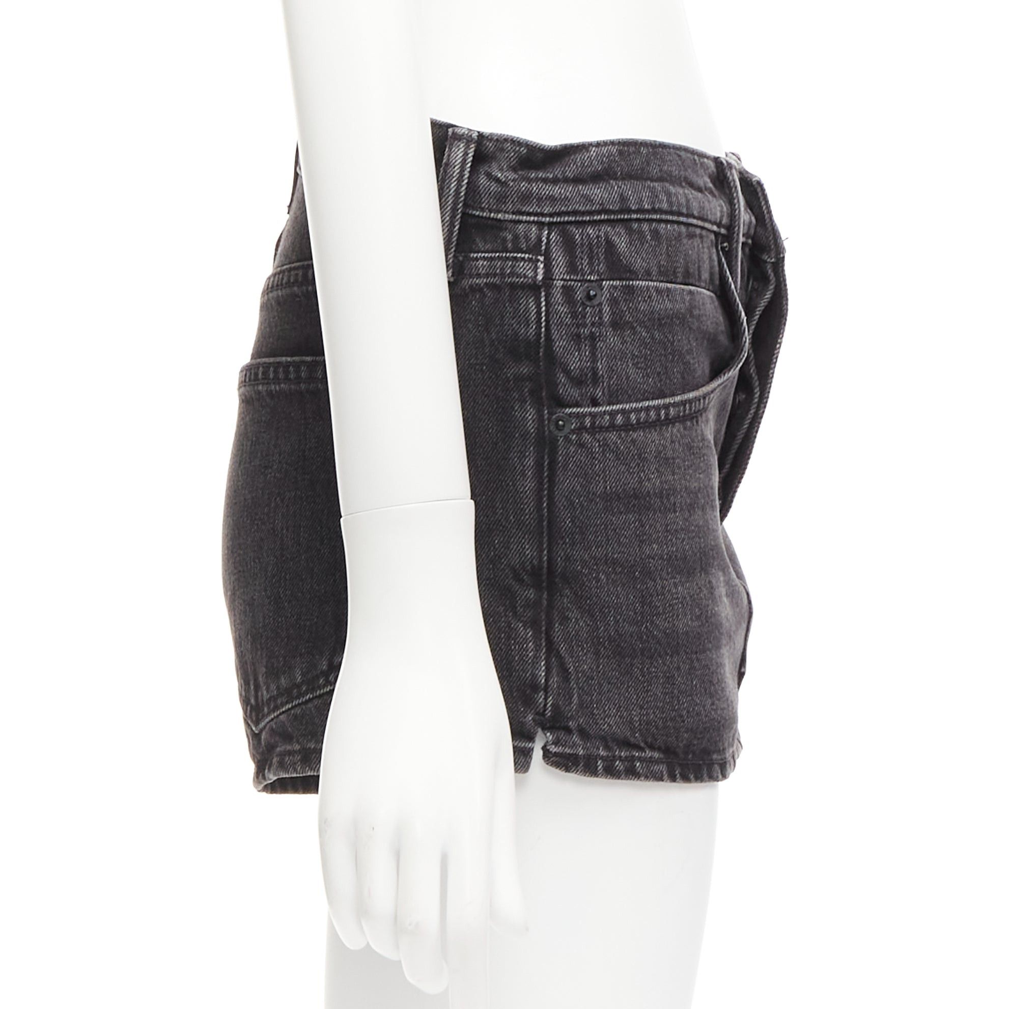 Alexander Wang ALEXANDER WANG black washed front skirt back shorts mini skorts 24" Size 26" / US 2 / IT 38 - 4 Thumbnail