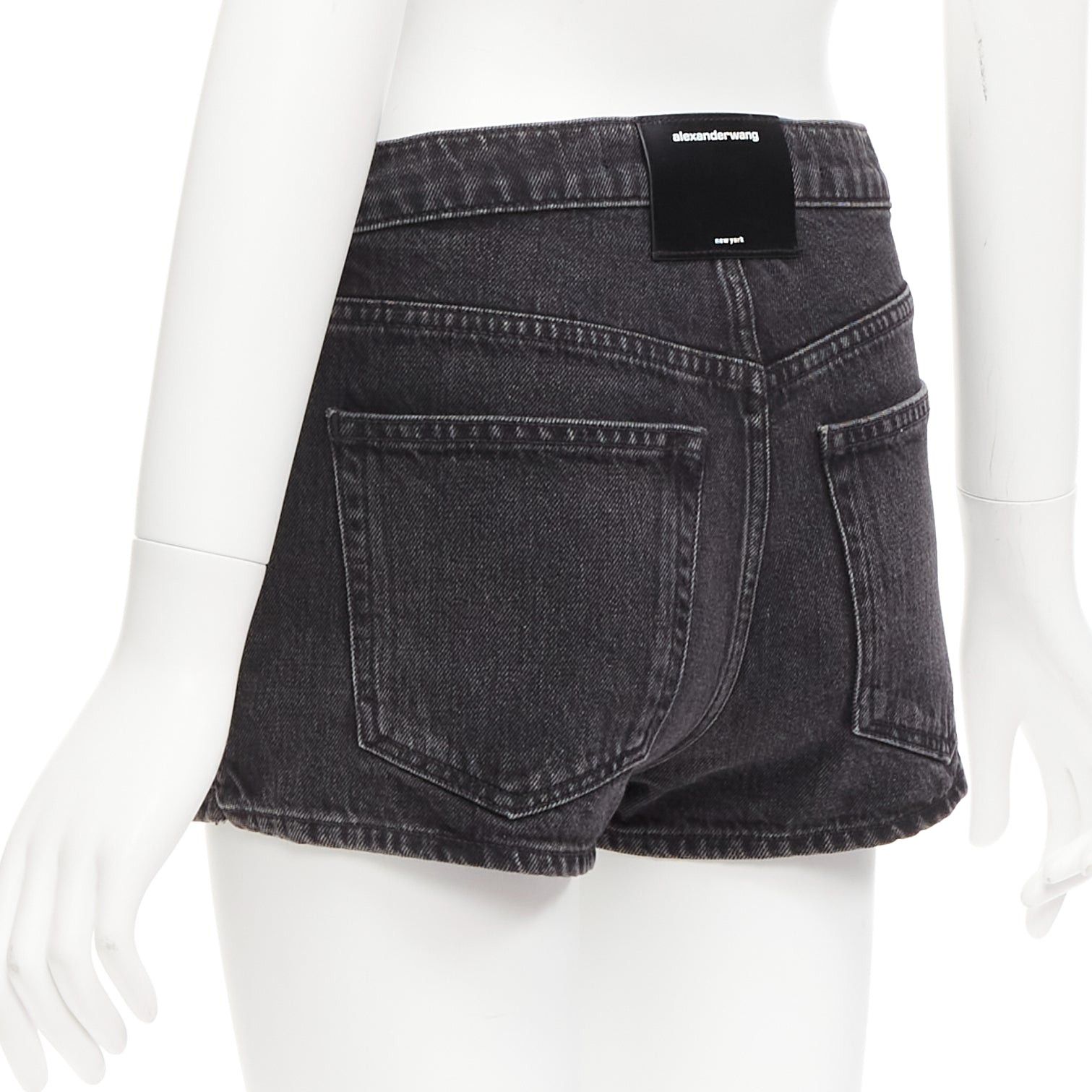 Alexander Wang ALEXANDER WANG black washed front skirt back shorts mini skorts 24" Size 26" / US 2 / IT 38 - 6 Thumbnail