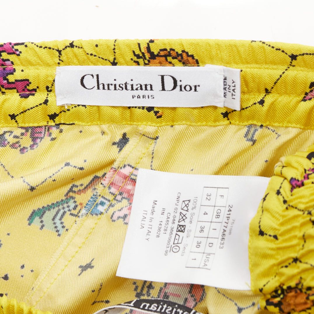 Dior CHRISTIAN DIOR 100% silk Lucky Dior yellow astrology boxer shorts FR32 XXS Size 25" / US 0 / IT 36 - 7 Thumbnail