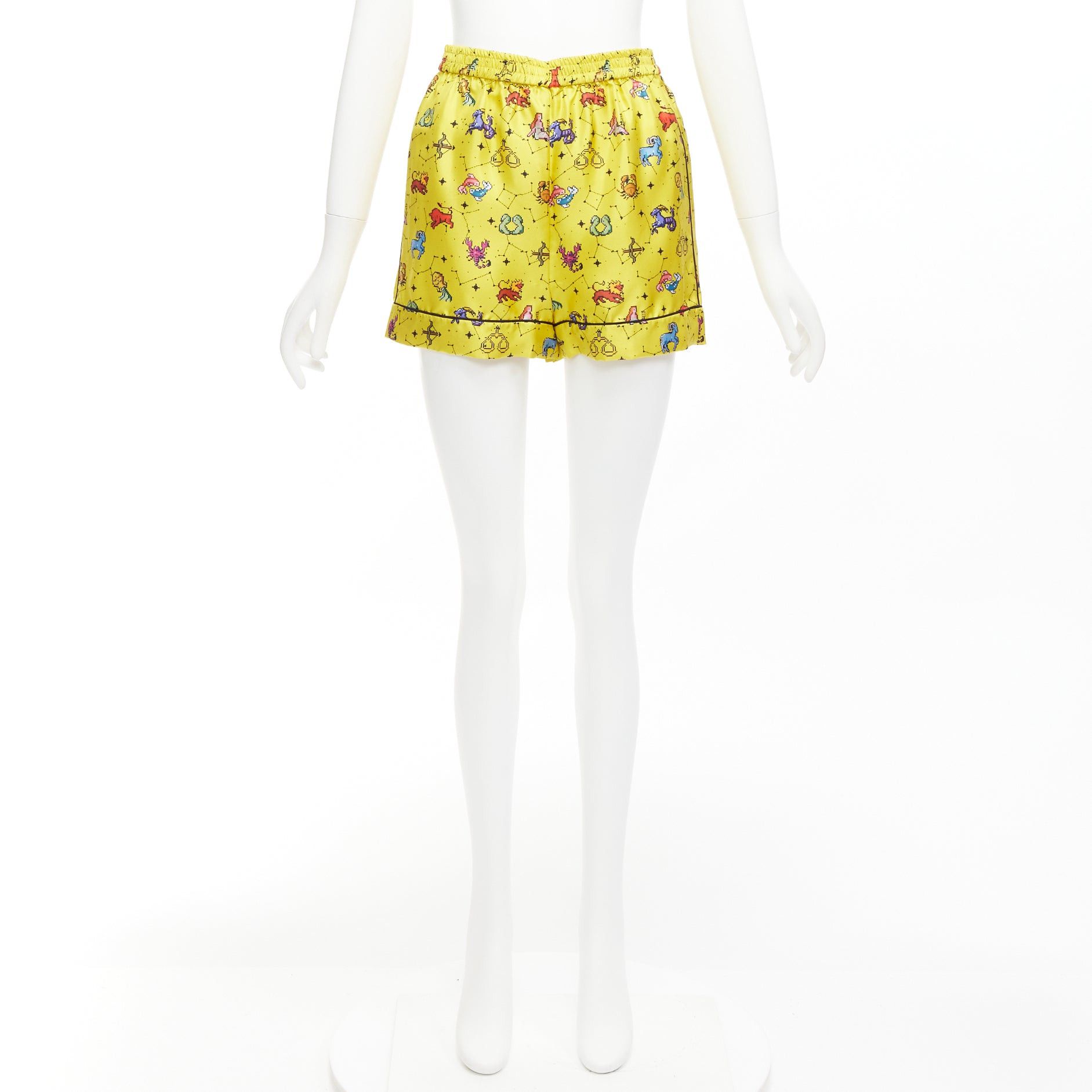 Dior CHRISTIAN DIOR 100% silk Lucky Dior yellow astrology boxer shorts FR32 XXS Size 25" / US 0 / IT 36 - 8 Thumbnail