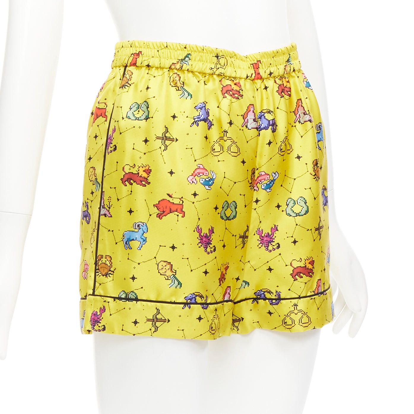 Dior CHRISTIAN DIOR 100% silk Lucky Dior yellow astrology boxer shorts FR32 XXS Size 25" / US 0 / IT 36 - 2 Thumbnail