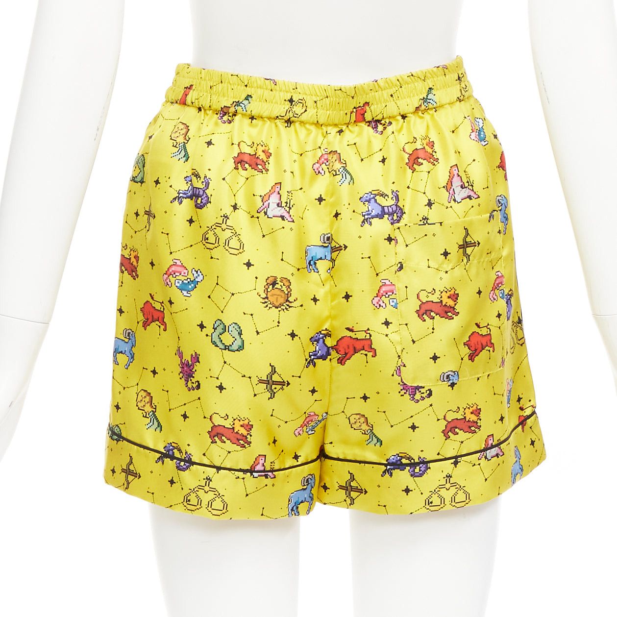 Dior CHRISTIAN DIOR 100% silk Lucky Dior yellow astrology boxer shorts FR32 XXS Size 25" / US 0 / IT 36 - 4 Thumbnail