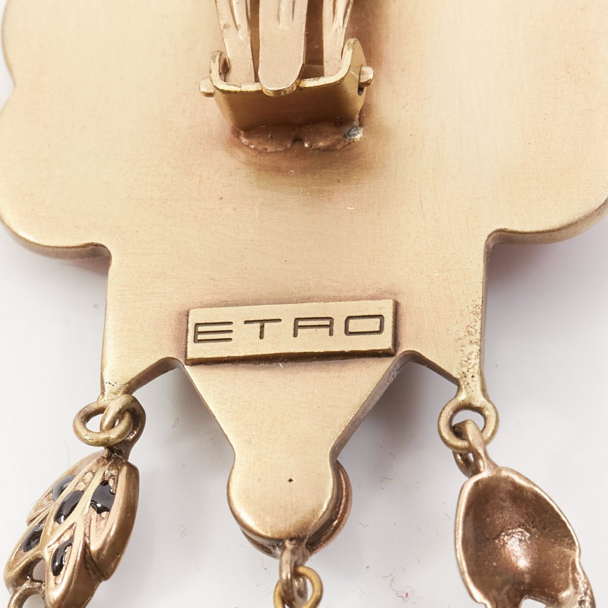 Etro ETRO red blue enamel flower drop stone gold drop clip on earrings pair Size ONE SIZE - 6 Thumbnail