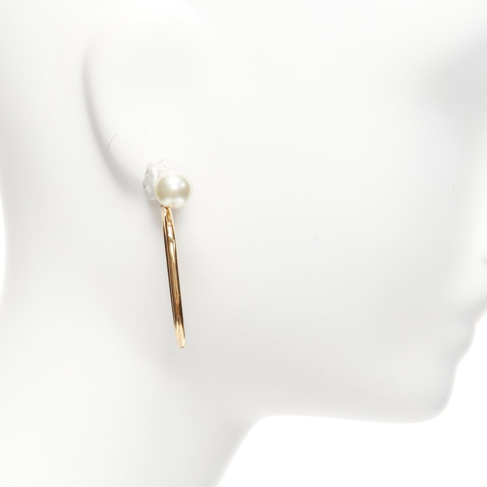 Dior DIOR Tribale double pearl gold large oval hoop statement stud earrings pair Size ONE SIZE - 4 Thumbnail