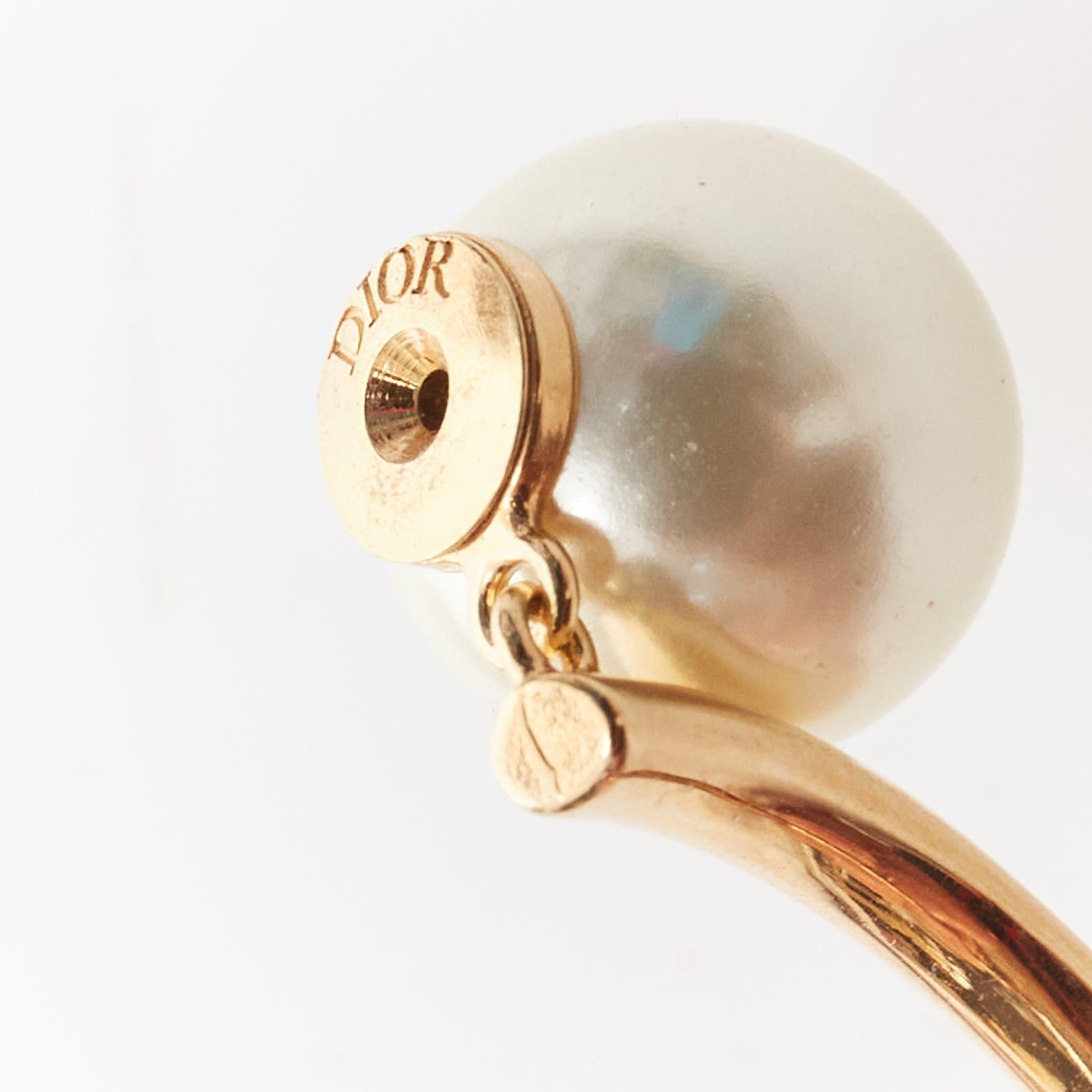 Dior DIOR Tribale double pearl gold large oval hoop statement stud earrings pair Size ONE SIZE - 6 Thumbnail