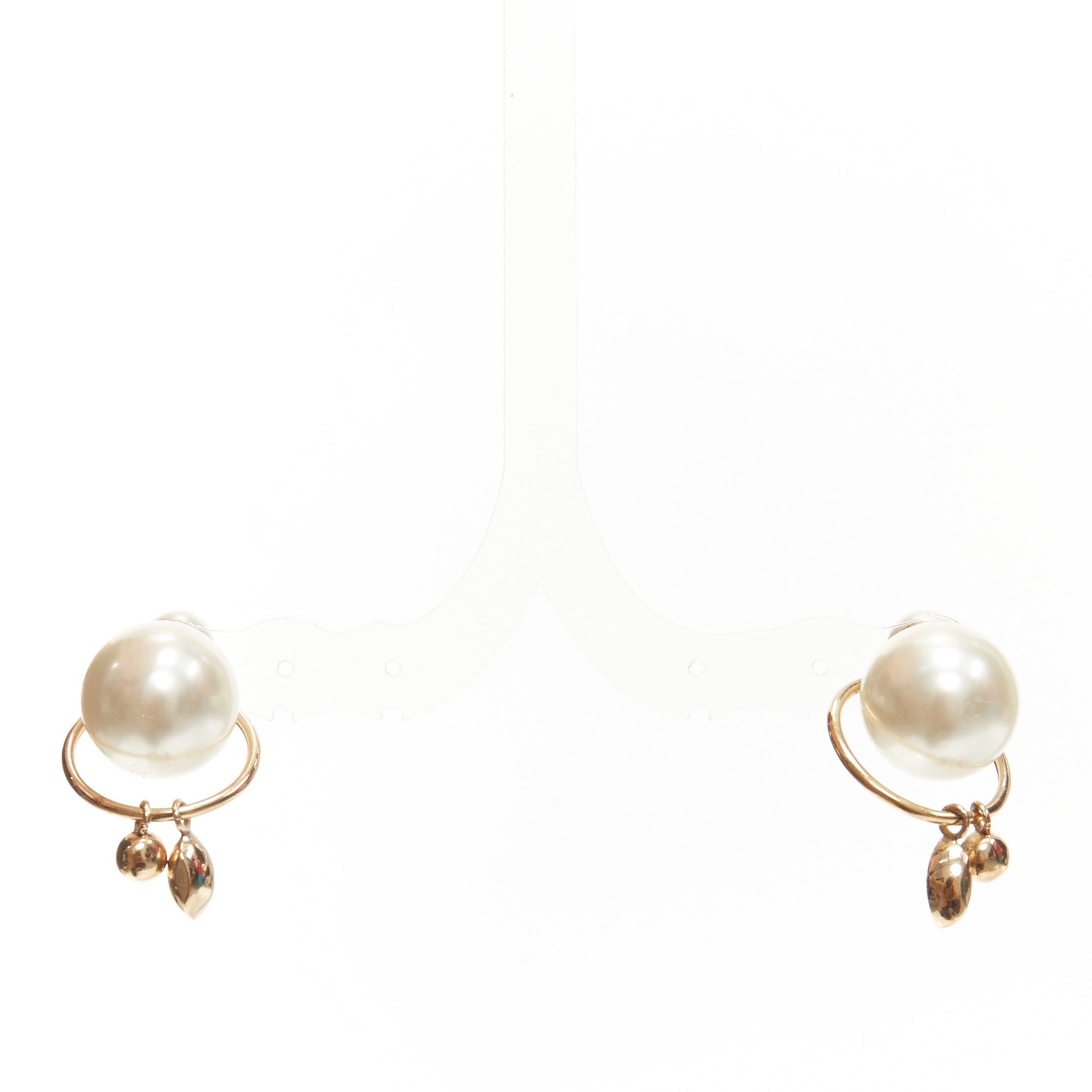 Dior DIOR Tribale double pearl red clear crystal droplets hoop stud earrings pair Size ONE SIZE - 3 Thumbnail