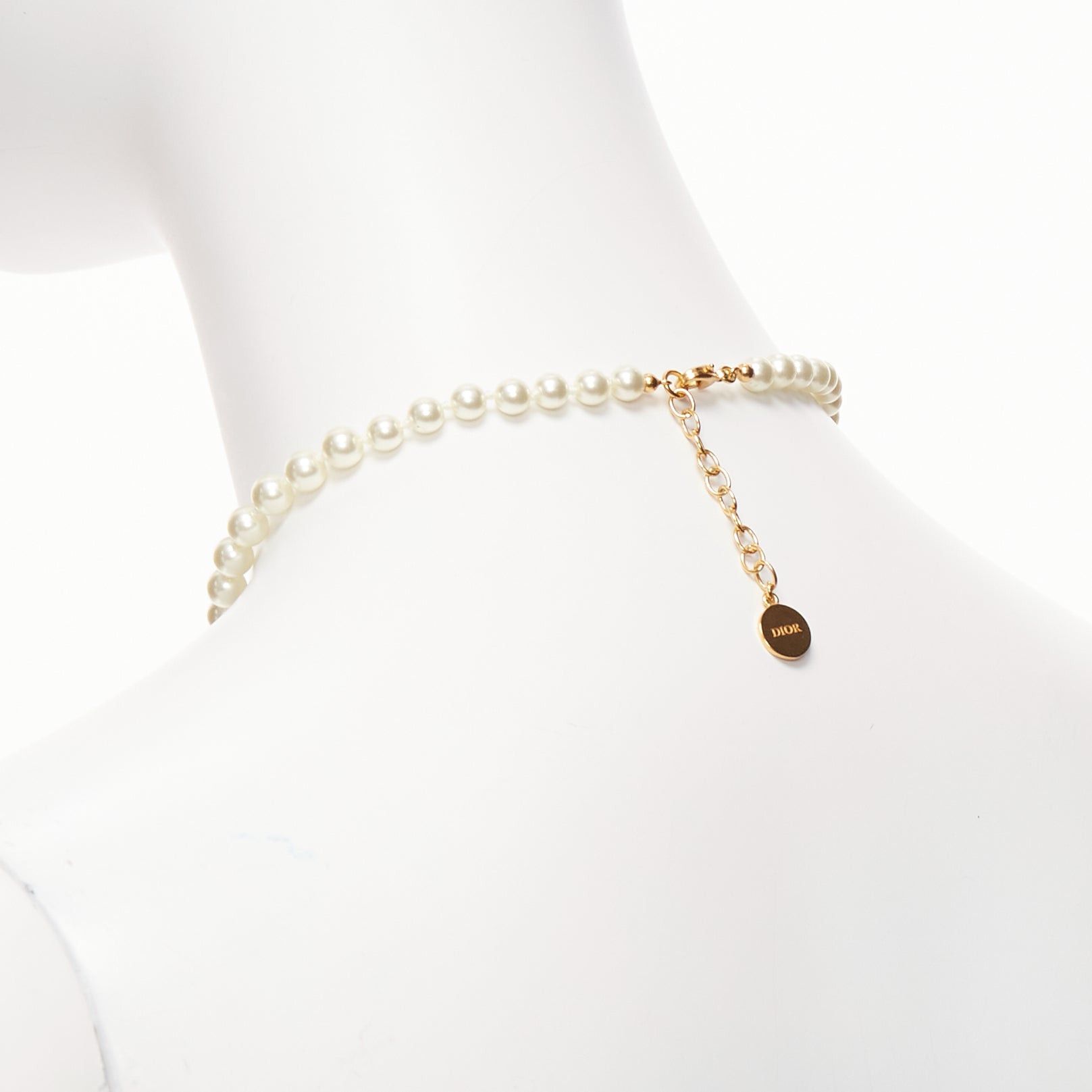 Dior rare DIOR CD logo green fire dinosaur dragon pendant pearl choker necklace Size ONE SIZE - 6 Thumbnail