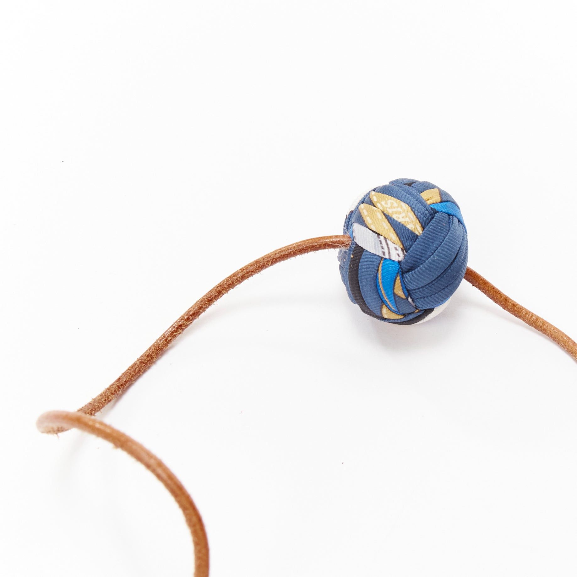 Hermes rare HERMES Silk Et Cuir Pompons Bag Charm Bleu Cobalt pom pom ball leather bag charm Size ONE SIZE - 5 Thumbnail