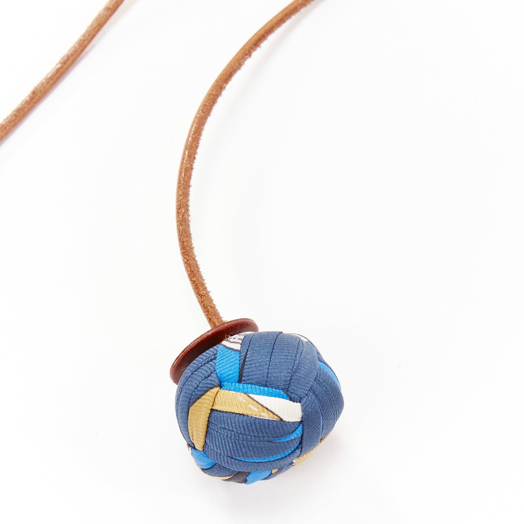 Hermes rare HERMES Silk Et Cuir Pompons Bag Charm Bleu Cobalt pom pom ball leather bag charm Size ONE SIZE - 3 Thumbnail
