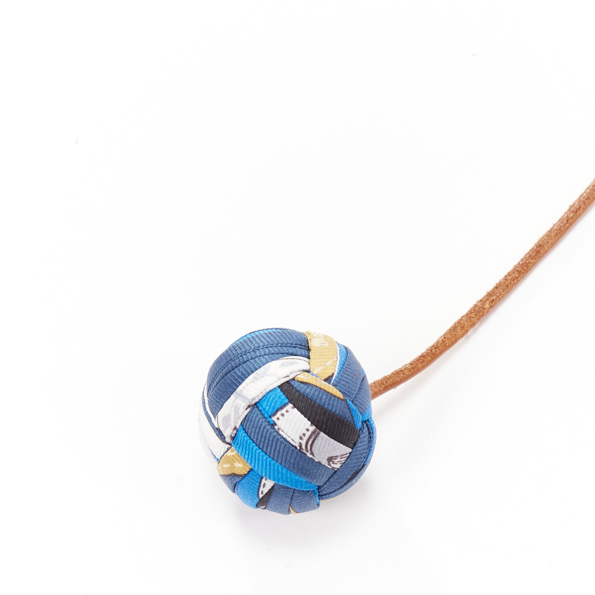 Hermes rare HERMES Silk Et Cuir Pompons Bag Charm Bleu Cobalt pom pom ball leather bag charm Size ONE SIZE - 4 Thumbnail