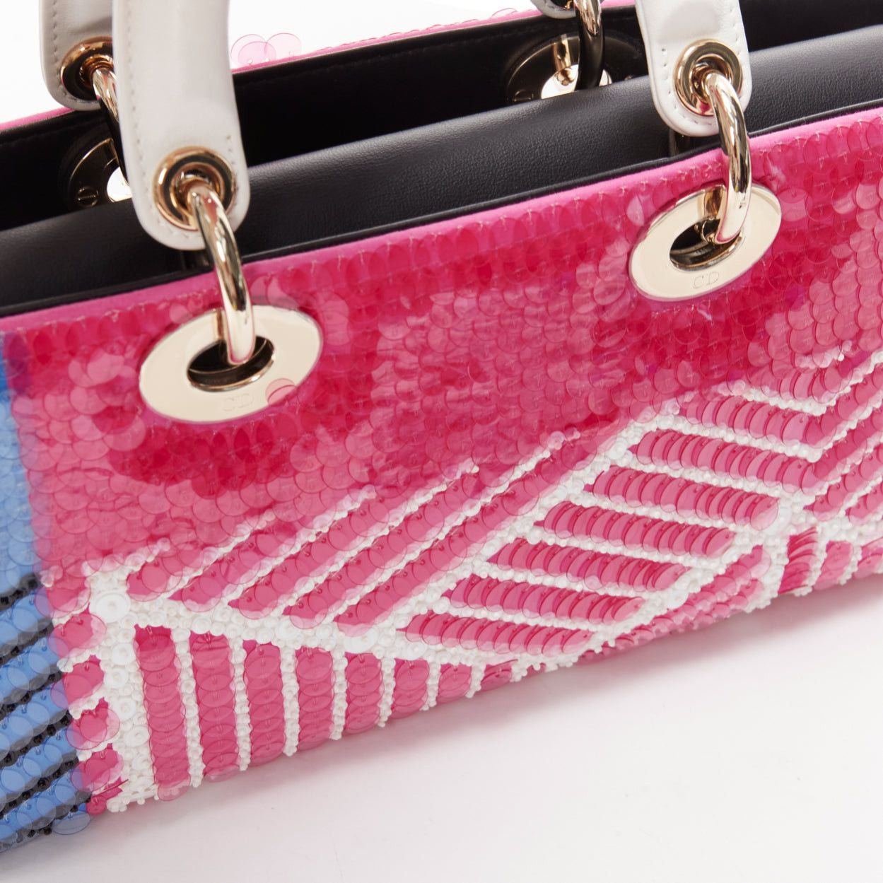 Dior rare CHRISTIAN DIOR Lady D-joy Runway pink blue butterfly sequins crossbody bag Size ONE SIZE - 8 Thumbnail