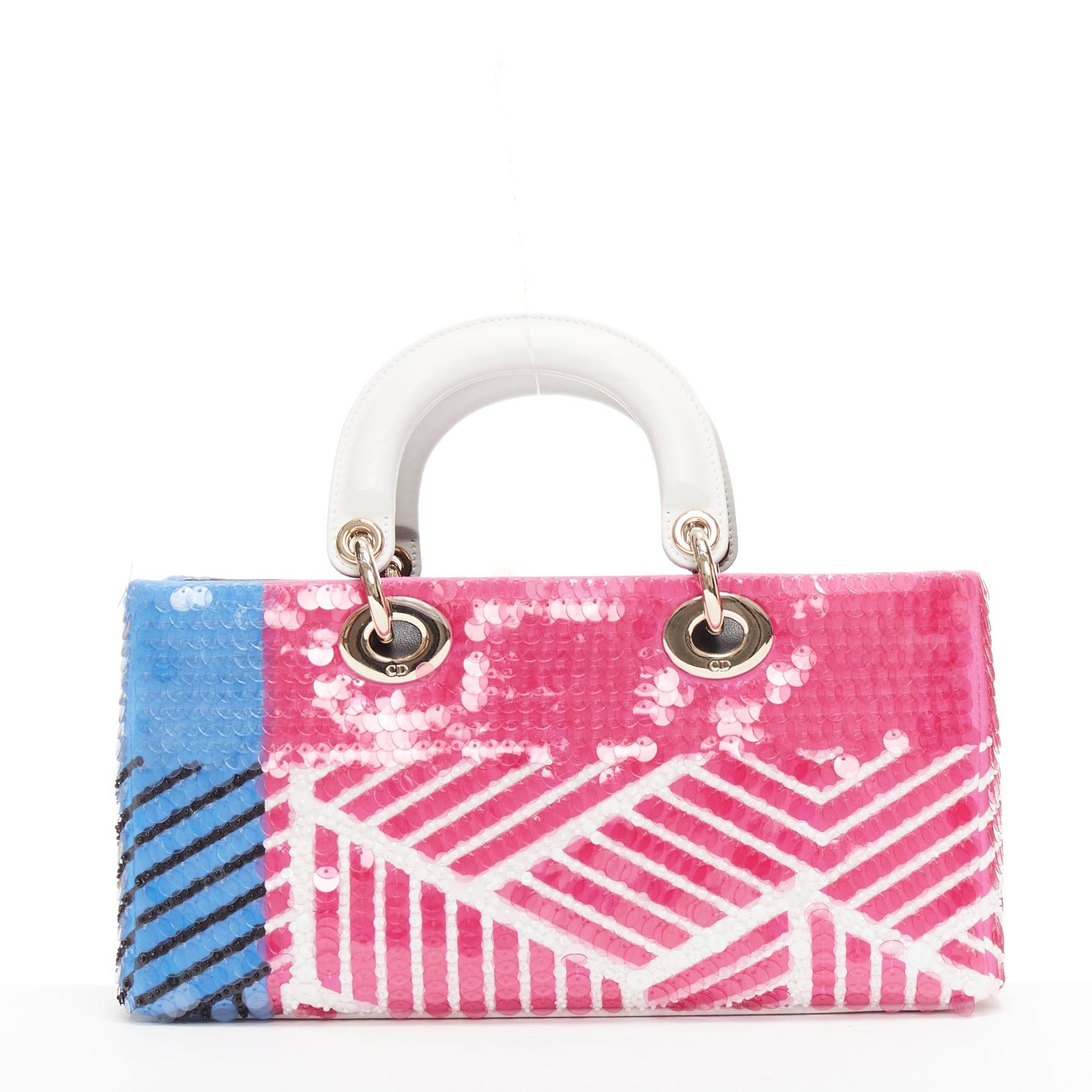 Dior rare CHRISTIAN DIOR Lady D-joy Runway pink blue butterfly sequins crossbody bag Size ONE SIZE - 5 Thumbnail
