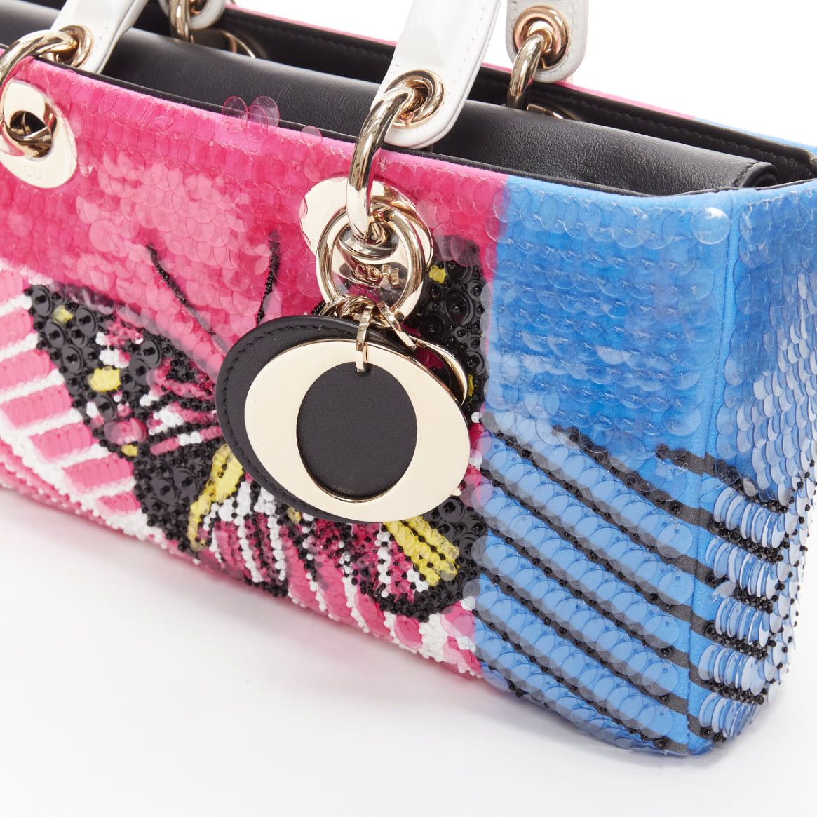Dior rare CHRISTIAN DIOR Lady D-joy Runway pink blue butterfly sequins crossbody bag Size ONE SIZE - 7 Thumbnail