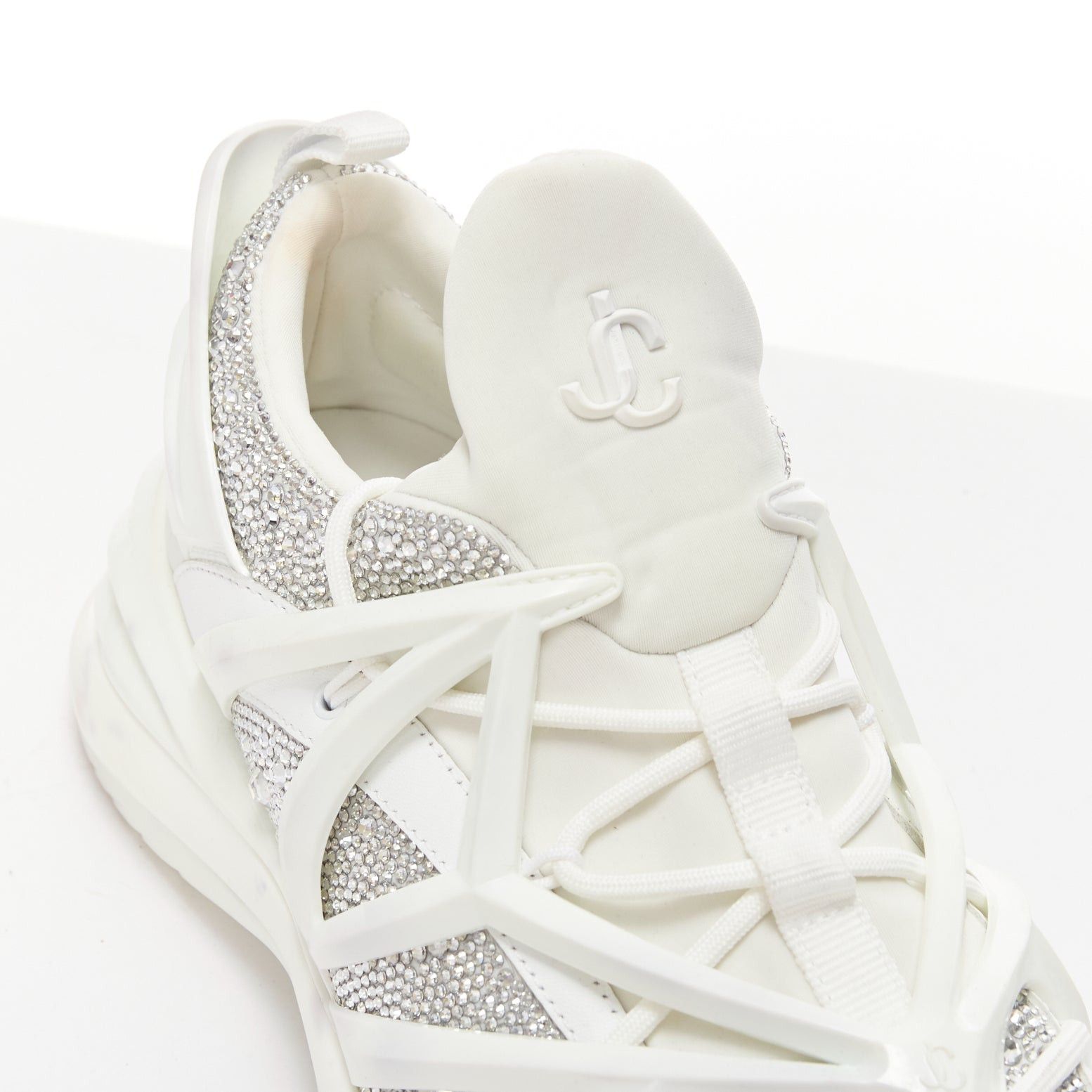 Jimmy Choo JIMMY CHOO Cosmos white leather rubber JC logo crystal dad sneakers EU39A Size US 9 / IT 39 - 8 Thumbnail