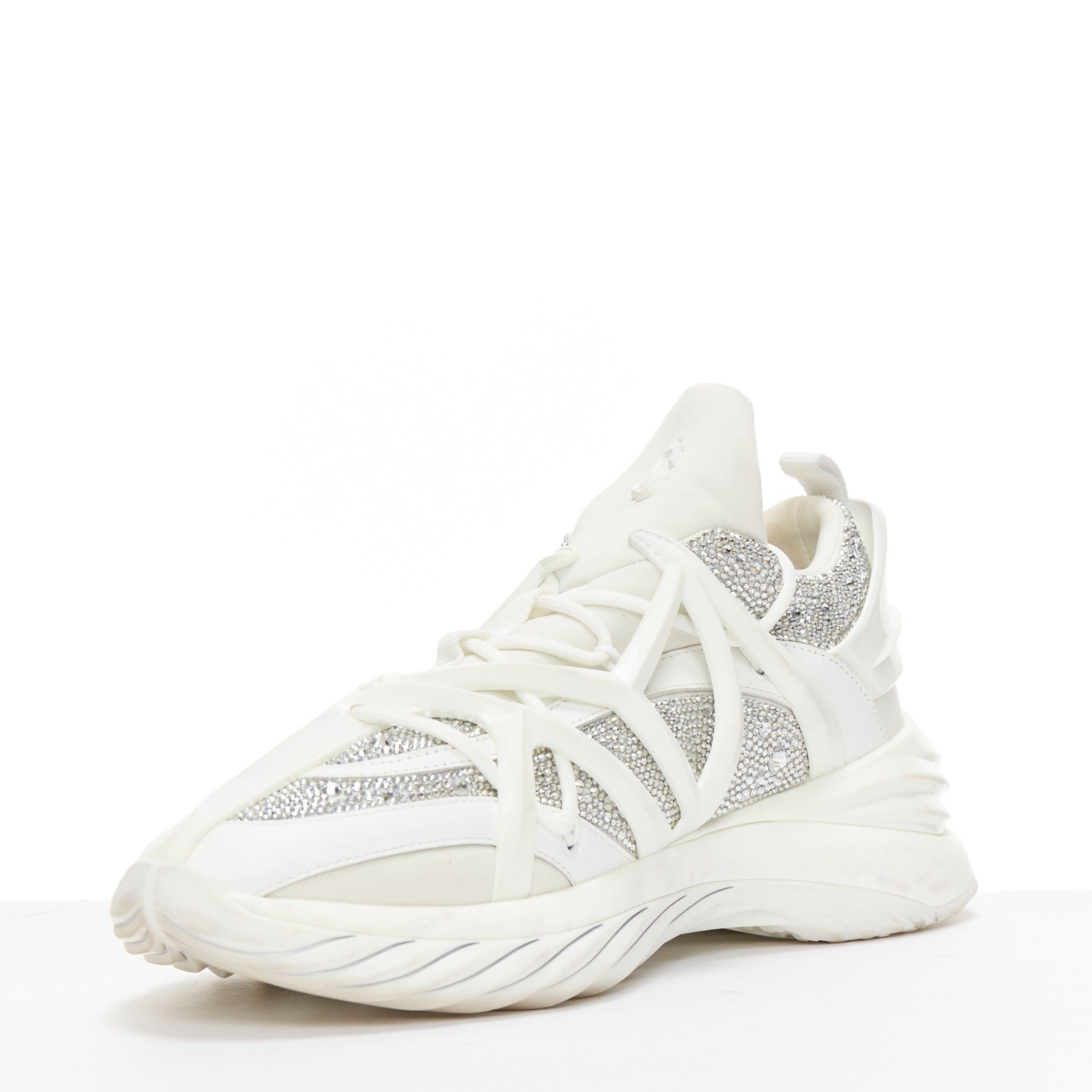 Jimmy Choo JIMMY CHOO Cosmos white leather rubber JC logo crystal dad sneakers EU39A Size US 9 / IT 39 - 4 Thumbnail