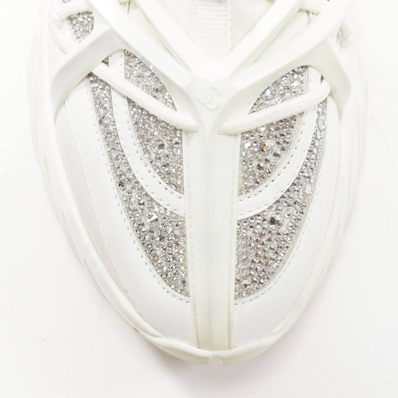 Jimmy Choo JIMMY CHOO Cosmos white leather rubber JC logo crystal dad sneakers EU39A Size US 9 / IT 39 - 6 Thumbnail
