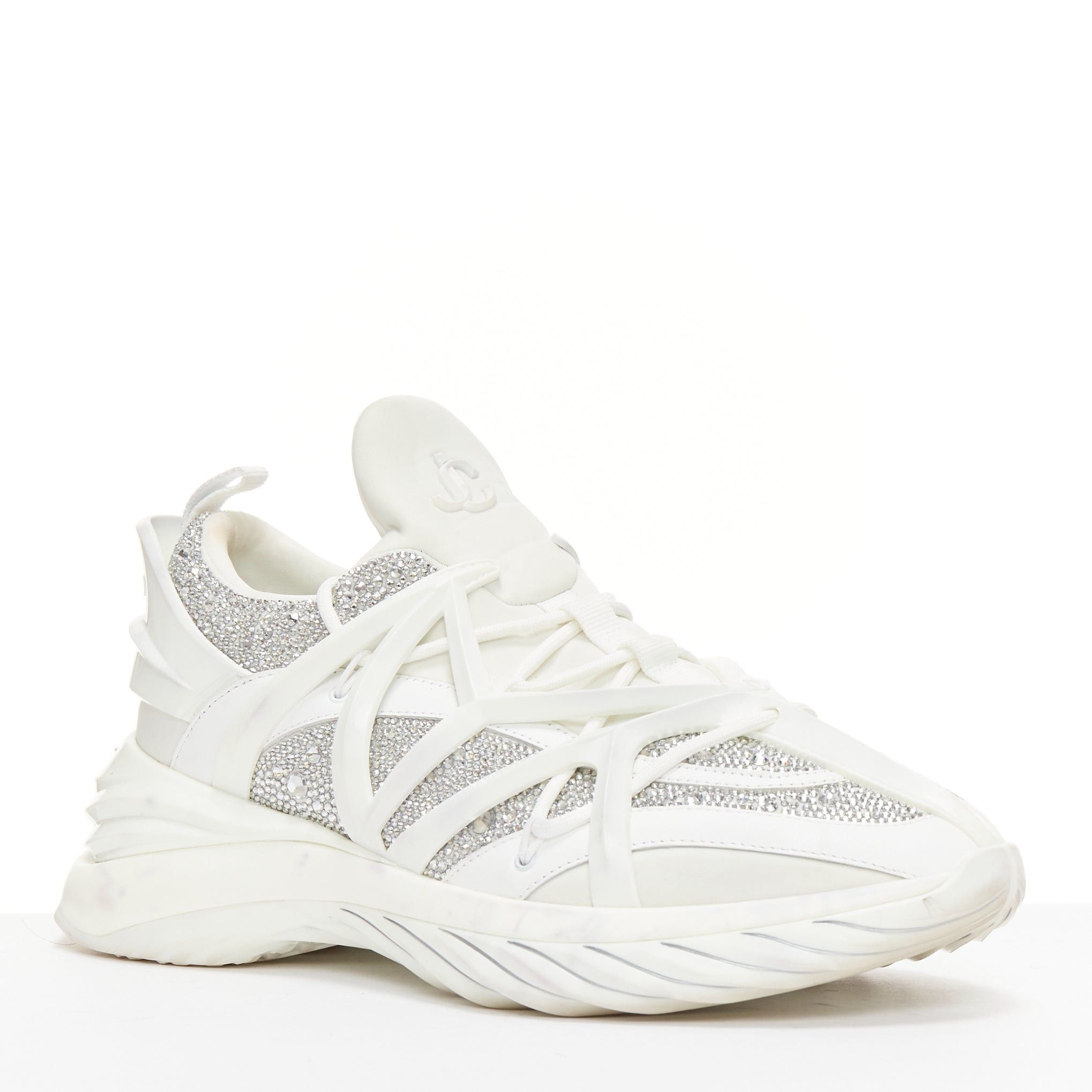 Jimmy Choo JIMMY CHOO Cosmos white leather rubber JC logo crystal dad sneakers EU39A Size US 9 / IT 39 - 2 Thumbnail