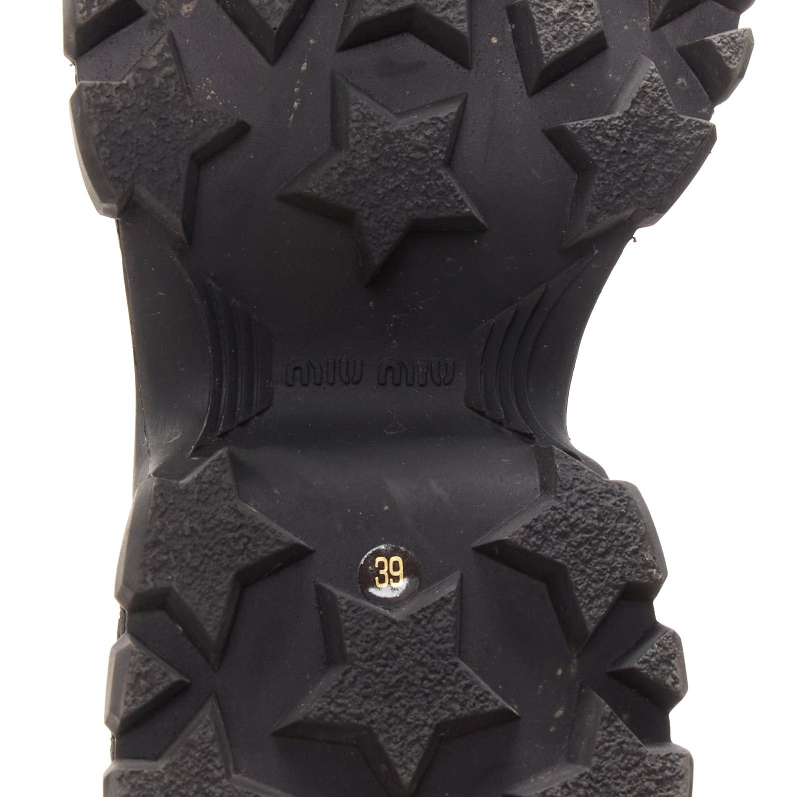 Miu Miu MIU MIU Runway black leather logo lace up chunky wedged military boots EU39 Size US 9 / IT 39 - 9 Thumbnail