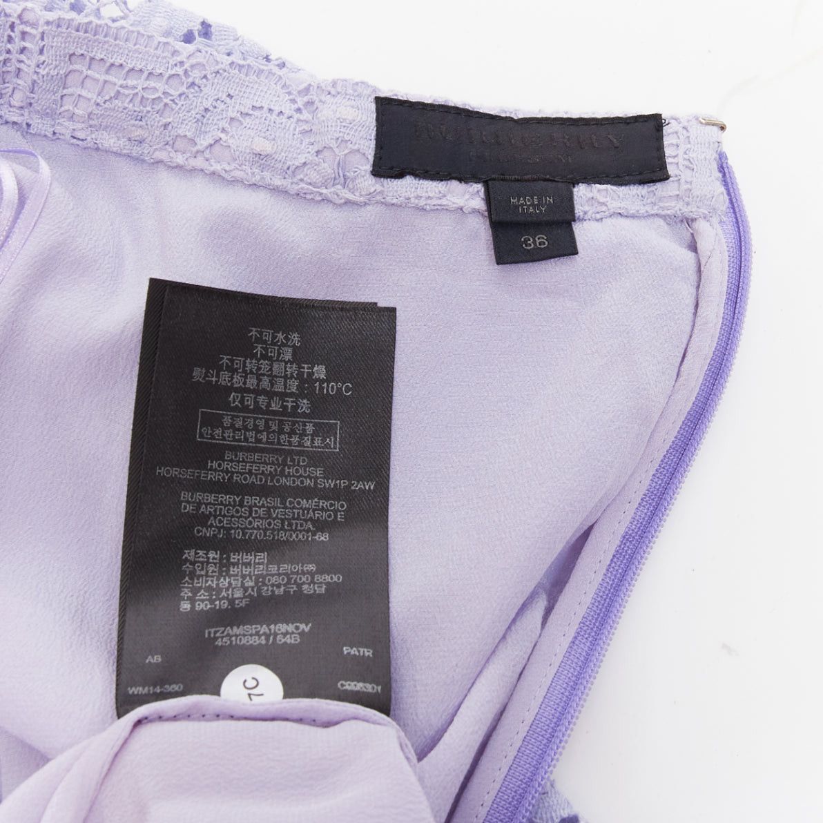 Burberry BURBERRY Runway lilac purple cotton blend lace belted pencil skirt IT36 XXS Size 25" / US 0 / IT 36 - 8 Thumbnail