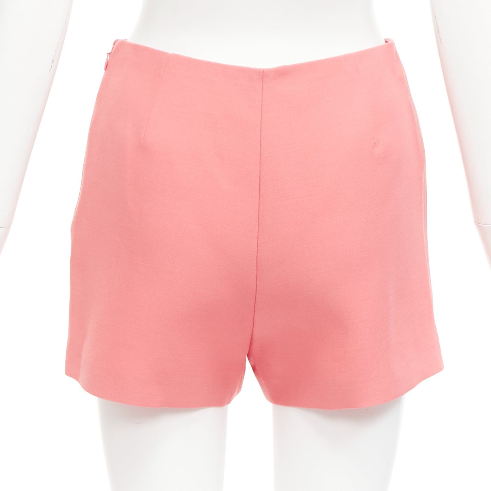 Valentino VALENTINO rose pink virgin wool silk high waist minimal wide shorts IT38 XS Size 26" / US 2 / IT 38 - 5 Thumbnail