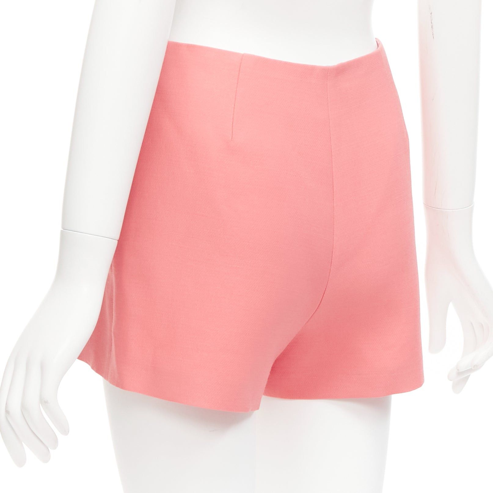 Valentino VALENTINO rose pink virgin wool silk high waist minimal wide shorts IT38 XS Size 26" / US 2 / IT 38 - 6 Thumbnail