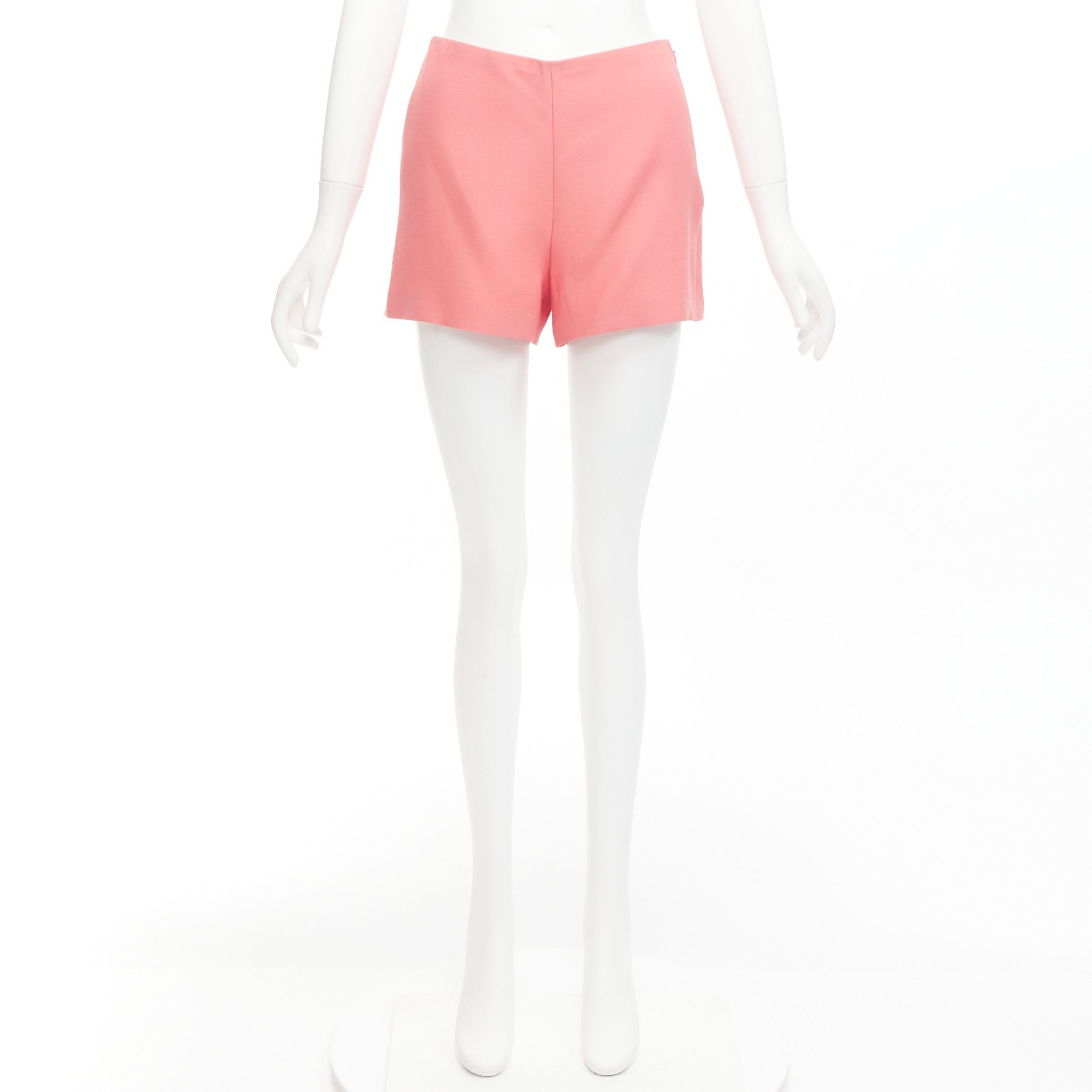 Valentino VALENTINO rose pink virgin wool silk high waist minimal wide shorts IT38 XS Size 26" / US 2 / IT 38 - 9 Thumbnail