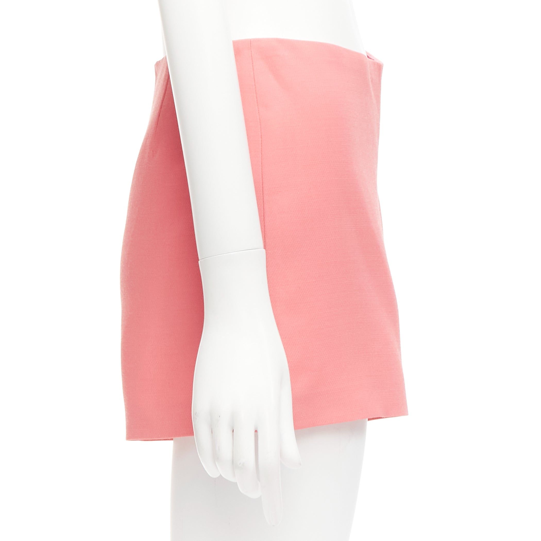 Valentino VALENTINO rose pink virgin wool silk high waist minimal wide shorts IT38 XS Size 26" / US 2 / IT 38 - 4 Thumbnail
