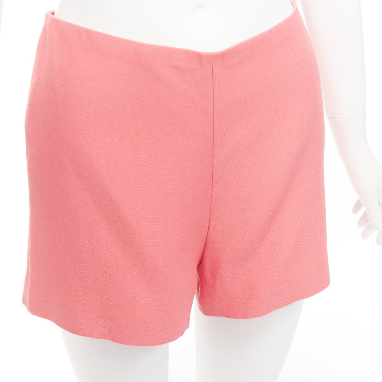 Valentino VALENTINO rose pink virgin wool silk high waist minimal wide shorts IT38 XS Size 26" / US 2 / IT 38 - 7 Thumbnail