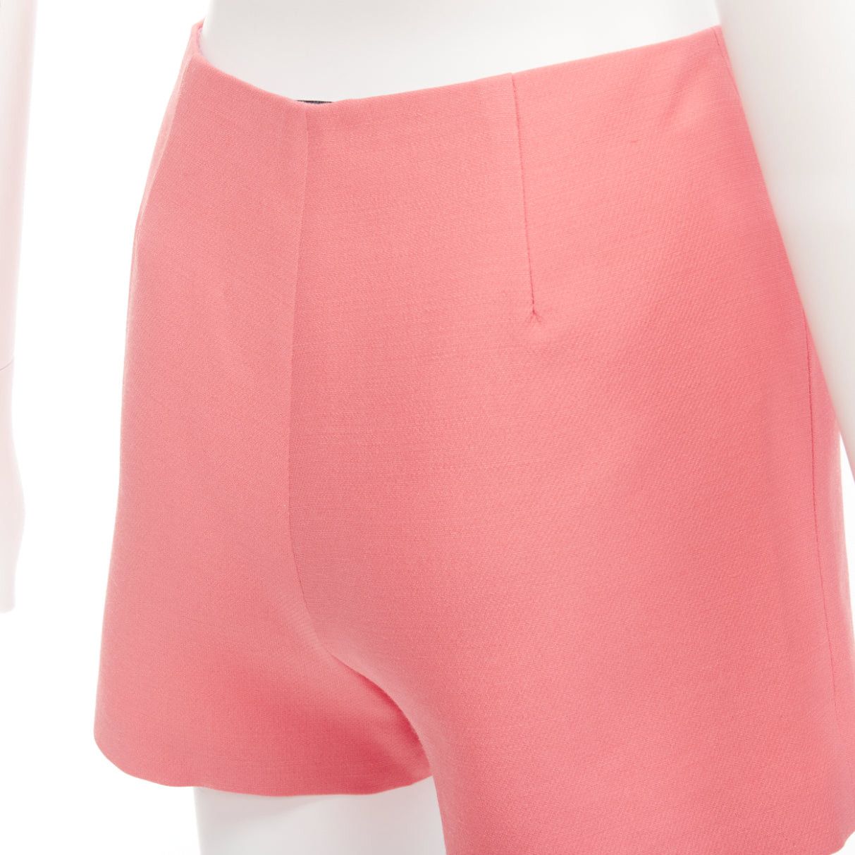 Valentino VALENTINO rose pink virgin wool silk high waist minimal wide shorts IT38 XS Size 26" / US 2 / IT 38 - 2 Thumbnail