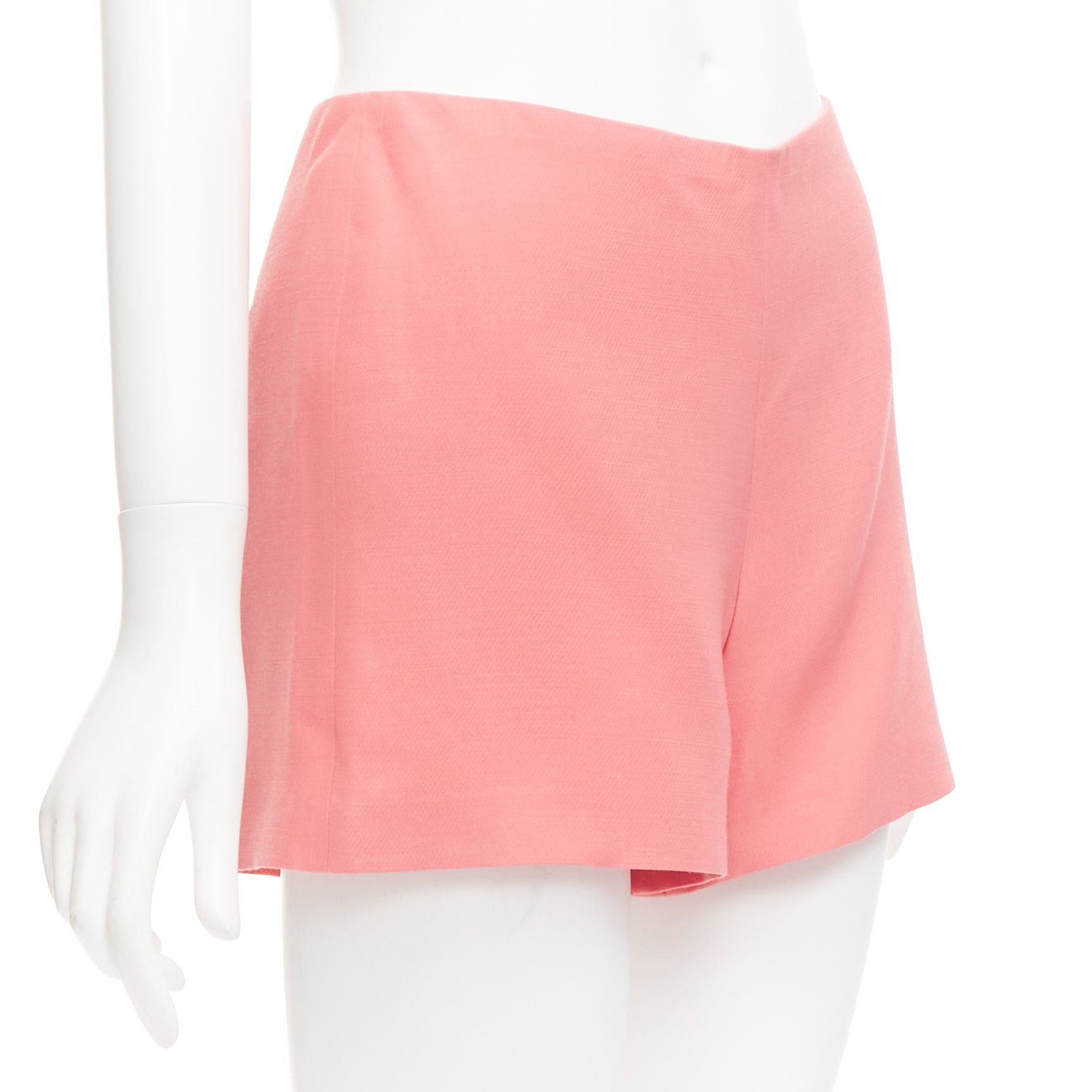Valentino VALENTINO rose pink virgin wool silk high waist minimal wide shorts IT38 XS Size 26" / US 2 / IT 38 - 3 Thumbnail