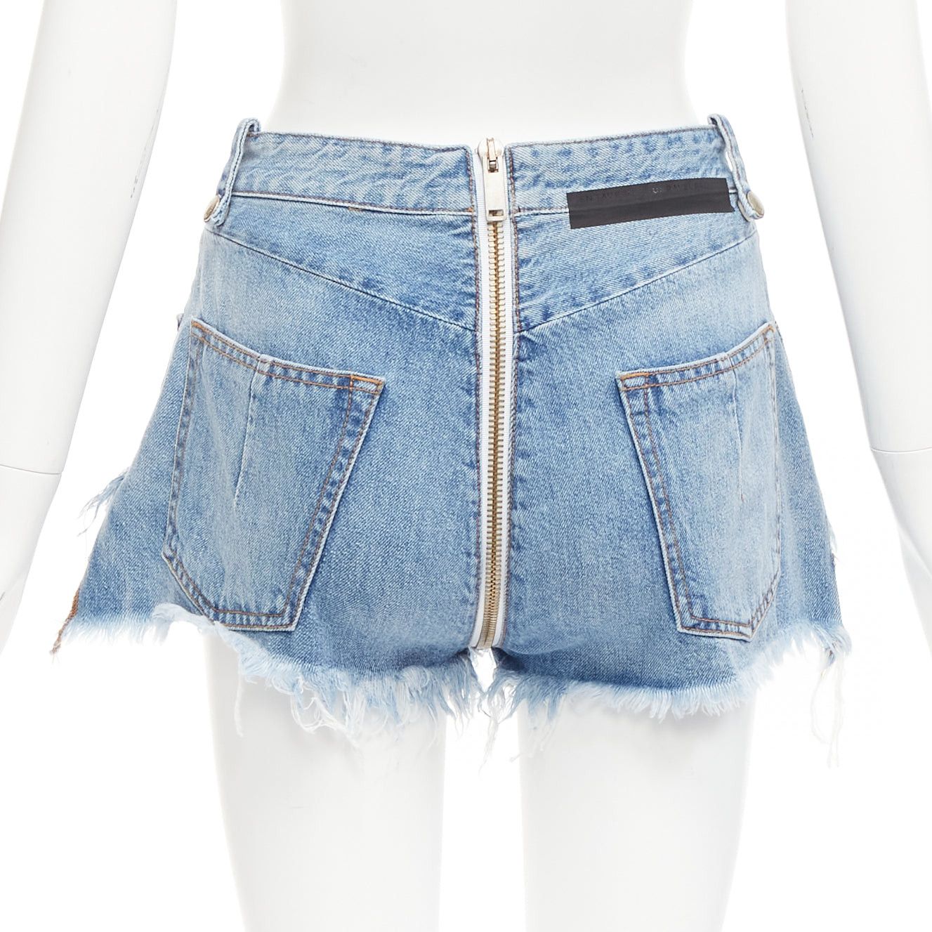 Unravel Project UNRAVEL PROJECT blue denim full zip crotch fray edge wide shorts 25" Size 26" / US 2 / IT 38 - 5 Thumbnail