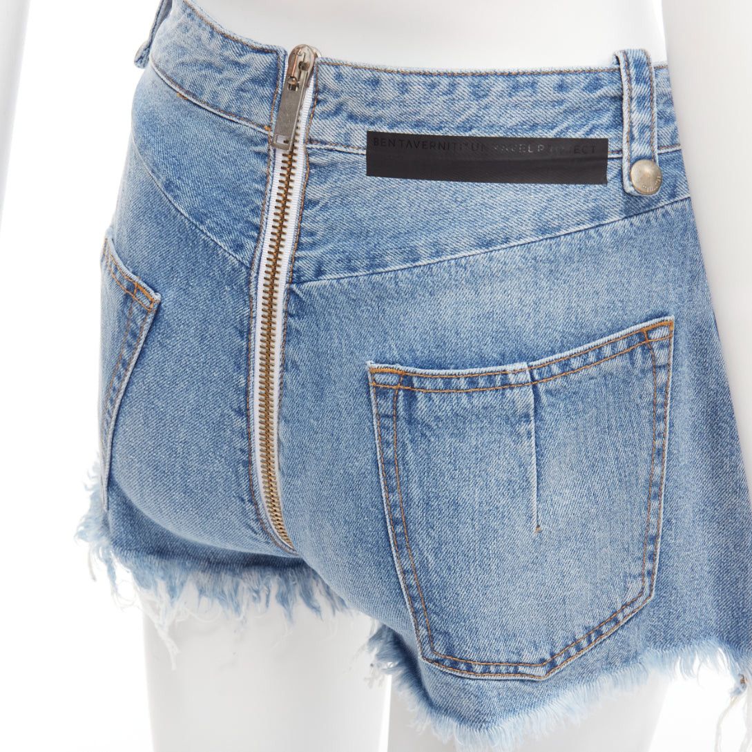 Unravel Project UNRAVEL PROJECT blue denim full zip crotch fray edge wide shorts 25" Size 26" / US 2 / IT 38 - 2 Thumbnail