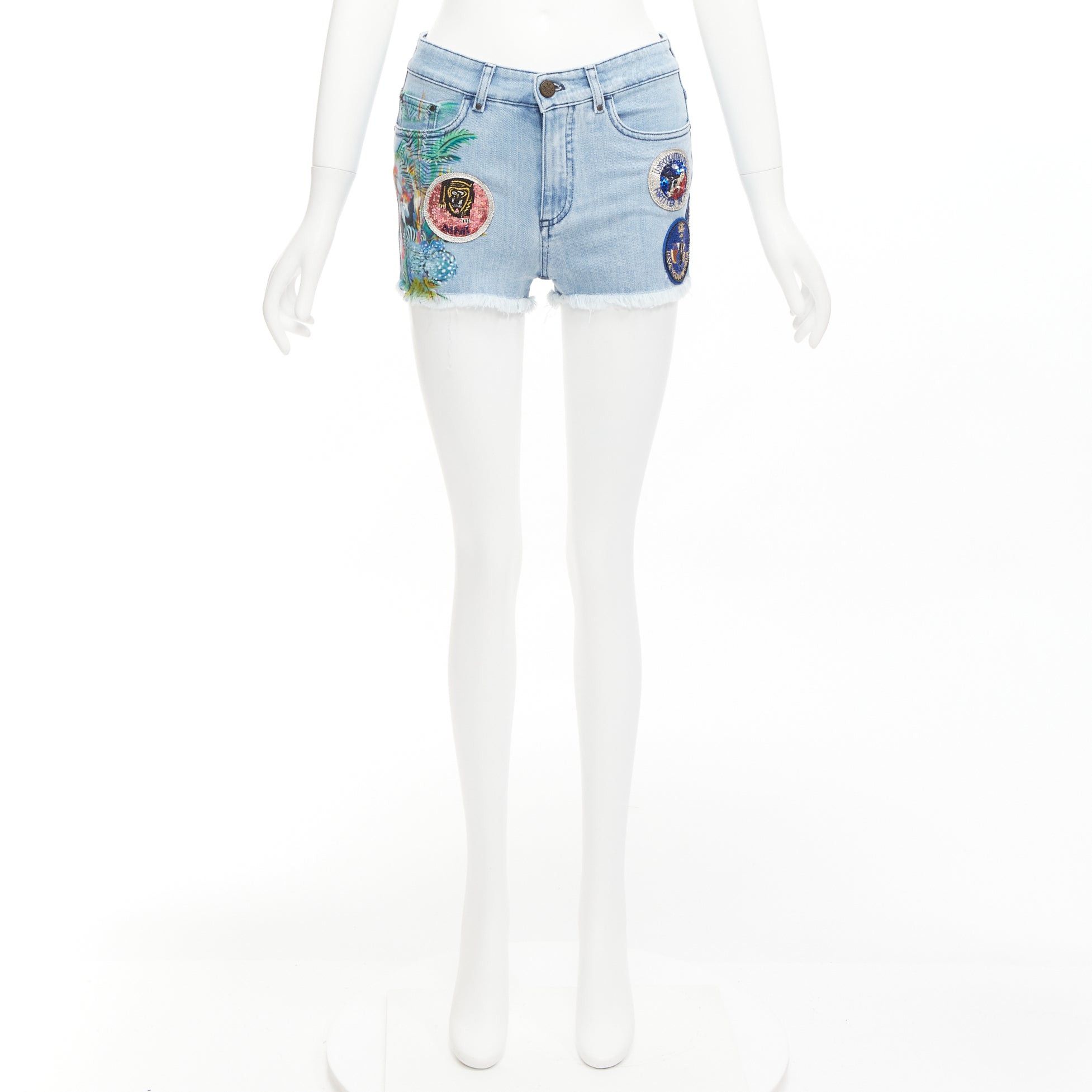 MR & MRS ITALY MR AND MRS ITALY blue glitter badge patch colorful paint denim shorts IT38 XS Size 26" / US 2 / IT 38 - 9 Thumbnail