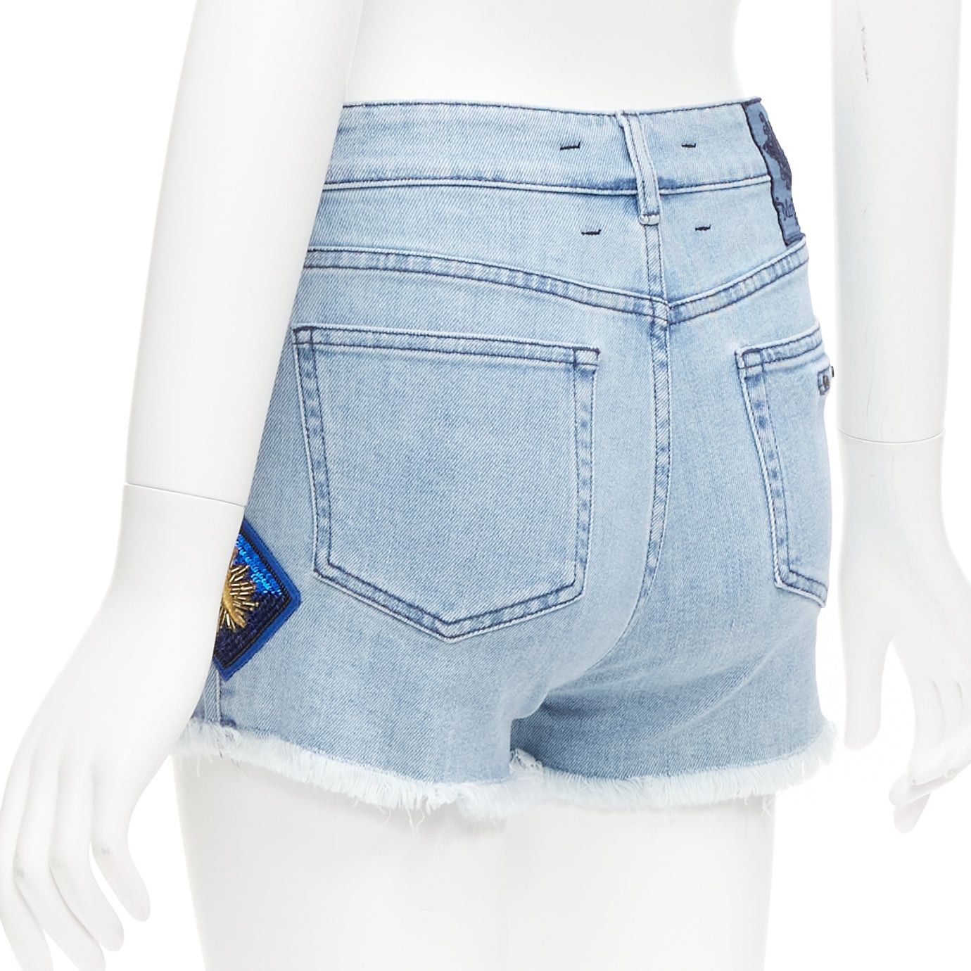 MR & MRS ITALY MR AND MRS ITALY blue glitter badge patch colorful paint denim shorts IT38 XS Size 26" / US 2 / IT 38 - 6 Thumbnail