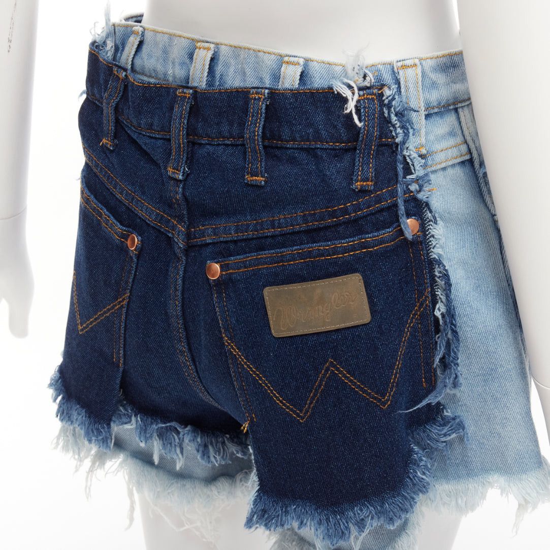 Natasha Zinko NATASHA ZINKO WRANGLER blue deconstructed layered double denim frayed shorts FR34 XS Size 26" / US 2 / IT 38 - 2 Thumbnail