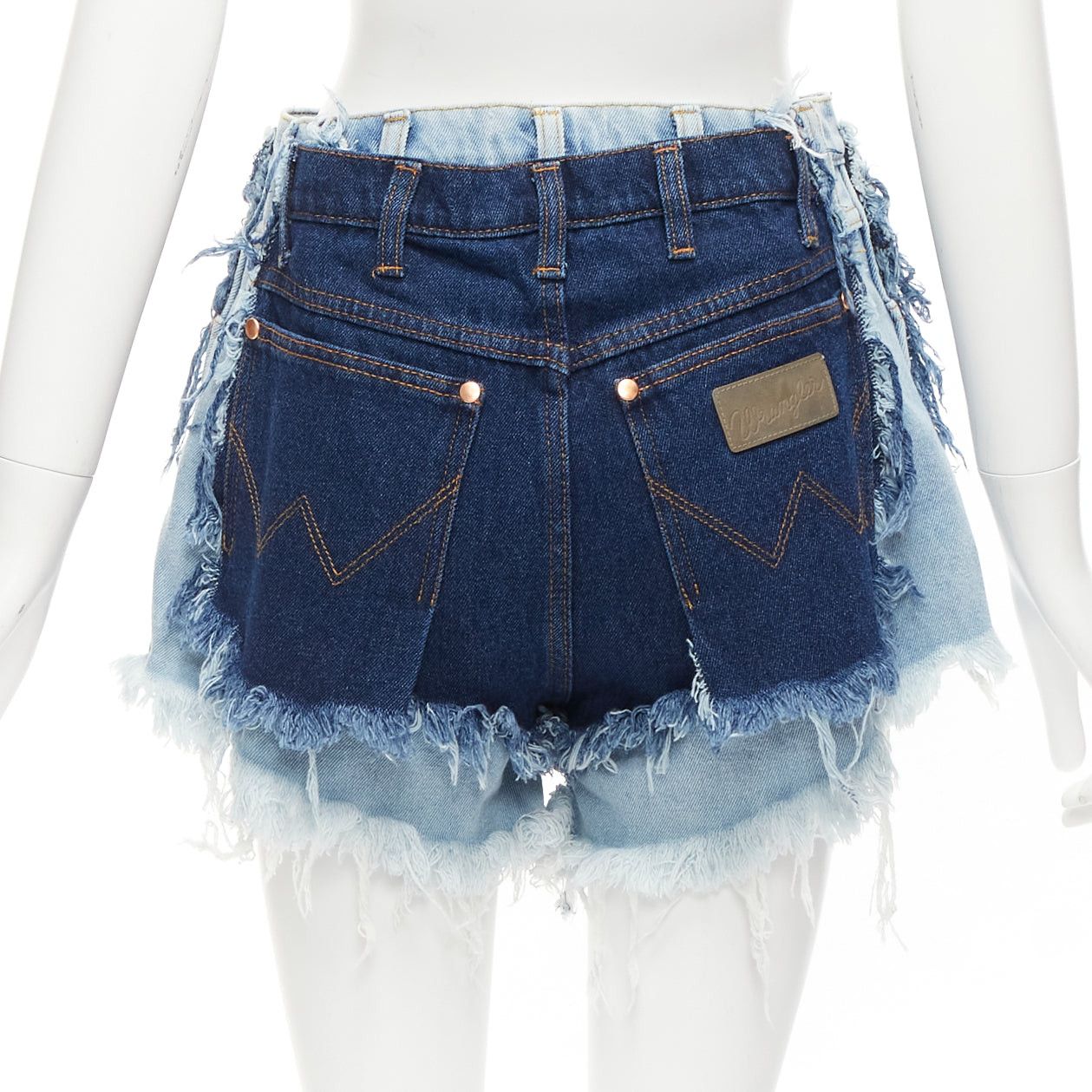 Natasha Zinko NATASHA ZINKO WRANGLER blue deconstructed layered double denim frayed shorts FR34 XS Size 26" / US 2 / IT 38 - 5 Thumbnail