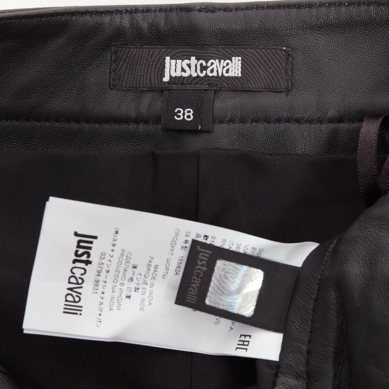 Just Cavalli JUST CAVALLI black genuine leather silver zip motorcycle ribbed shorts IT38 XS Size 26" / US 2 / IT 38 - 5 Thumbnail
