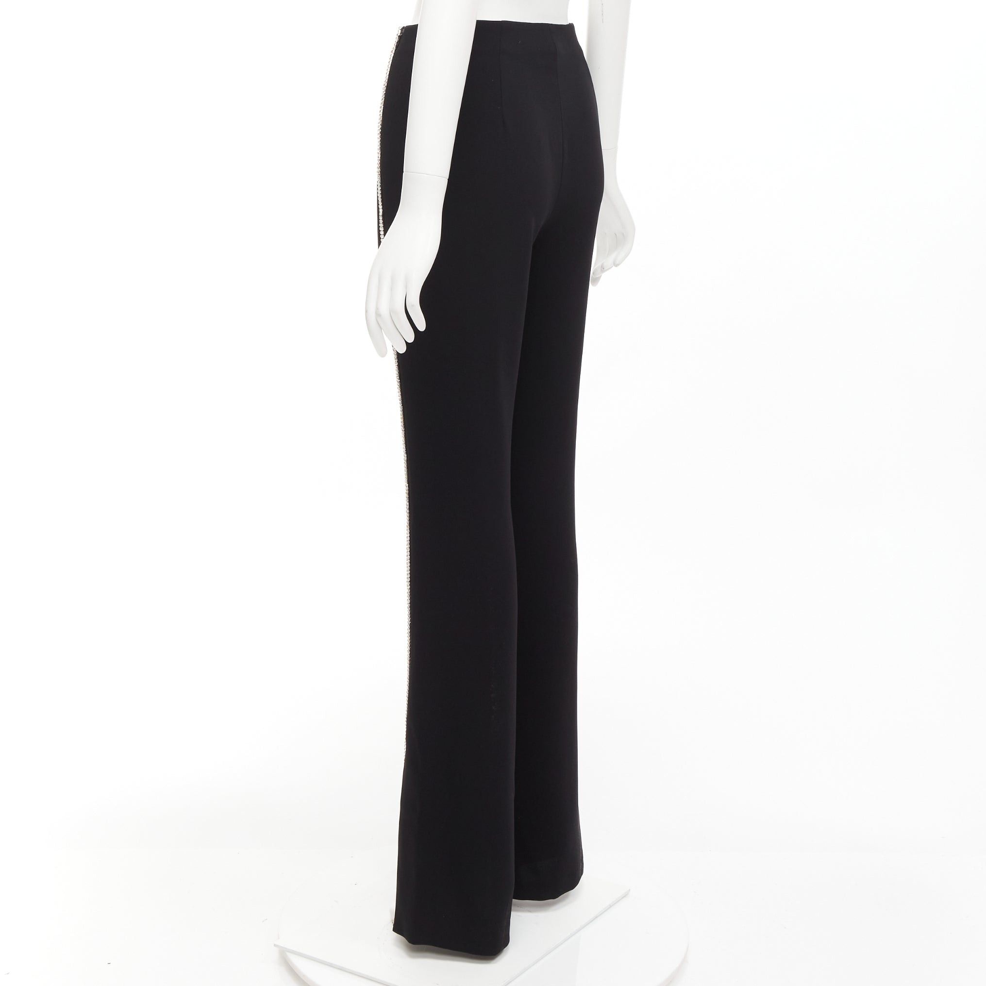 Cinq a Sept CINQ A SEPT clear strass crystal trim black high waisted flare slit pants US0 XS Size 26" / US 2 / IT 38 - 6 Thumbnail